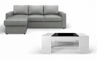 Set living Coltar extensibil Alba + masuta de cafea Sima Set living