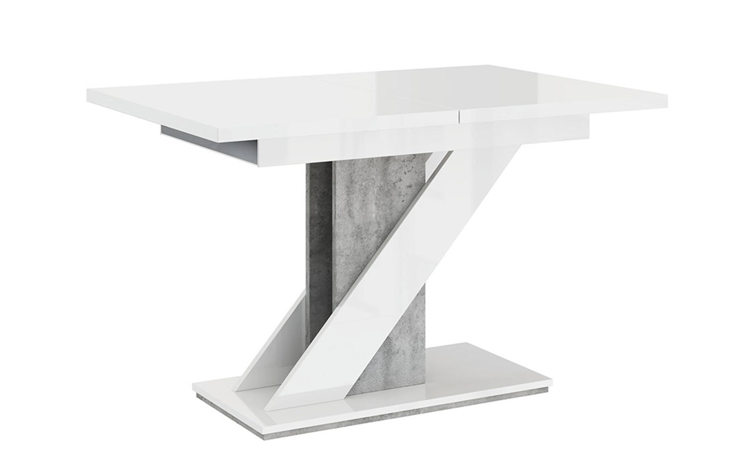 Masa dining Zet, alb lucios + beton  2