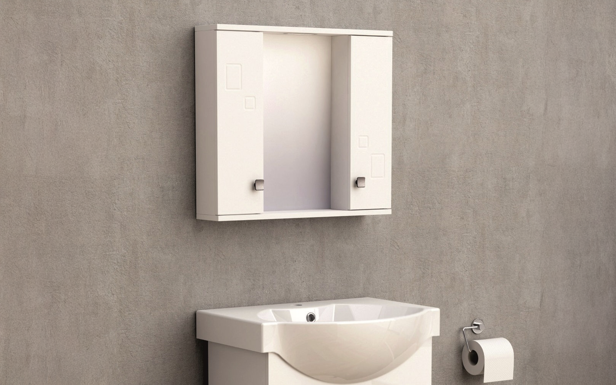 Dulap PVC pentru baie cu oglinda ICMC1034-60, alb  1