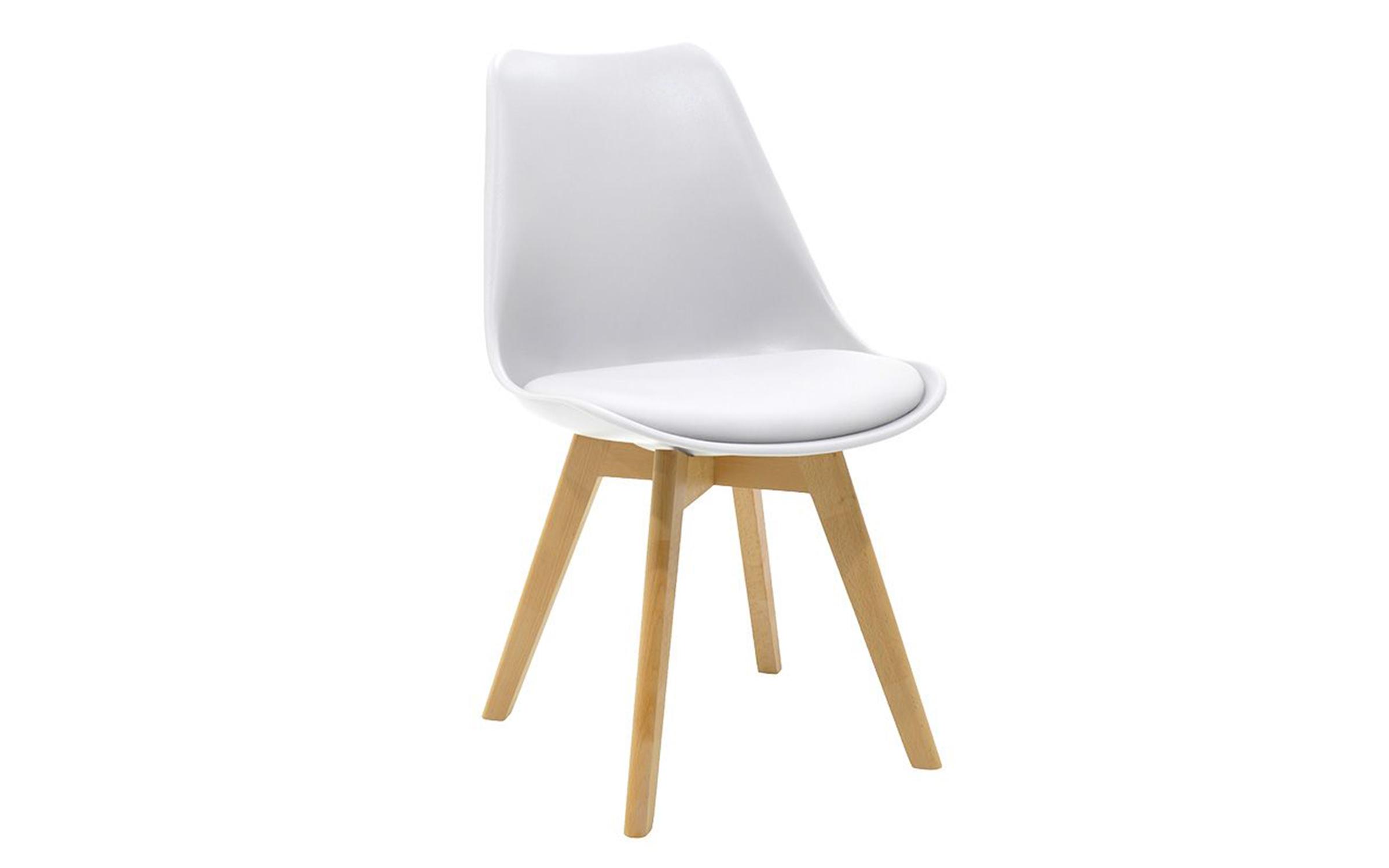 Scaun de masa Gaston, alb + natural  3