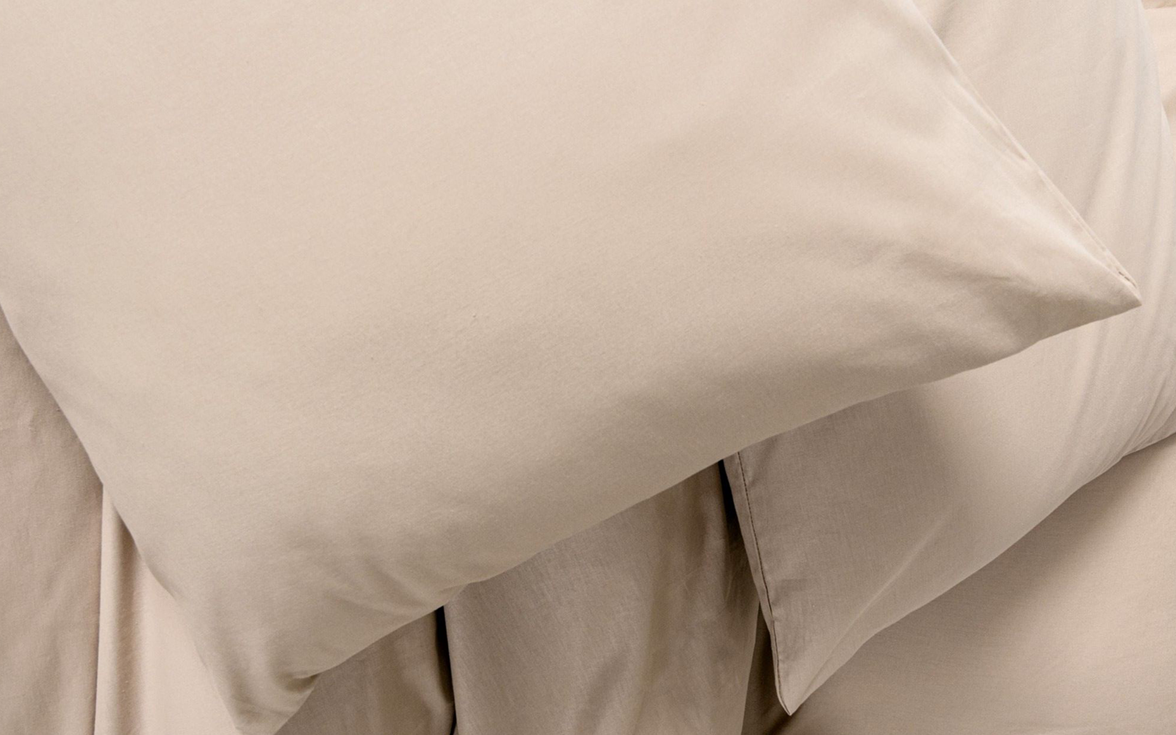 3 piese 160/220 сm.; Ranforce 100% Bumbac Lenjerie de pat Plain Beige, bej  2