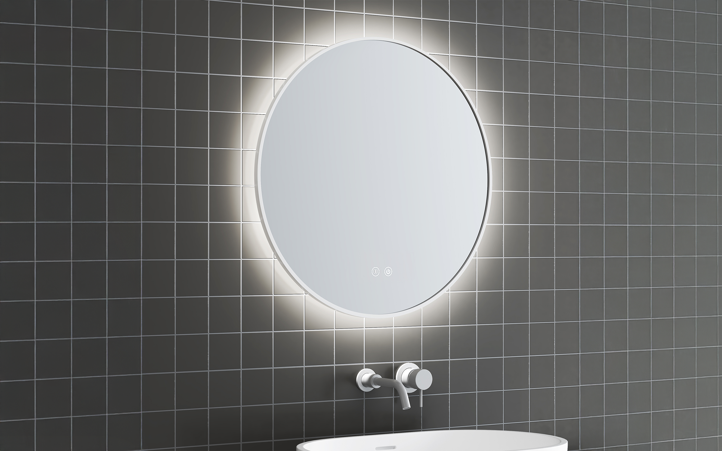 1855-80W Oglinda pentru baie cu iluminare LED, 80/80 сm  2