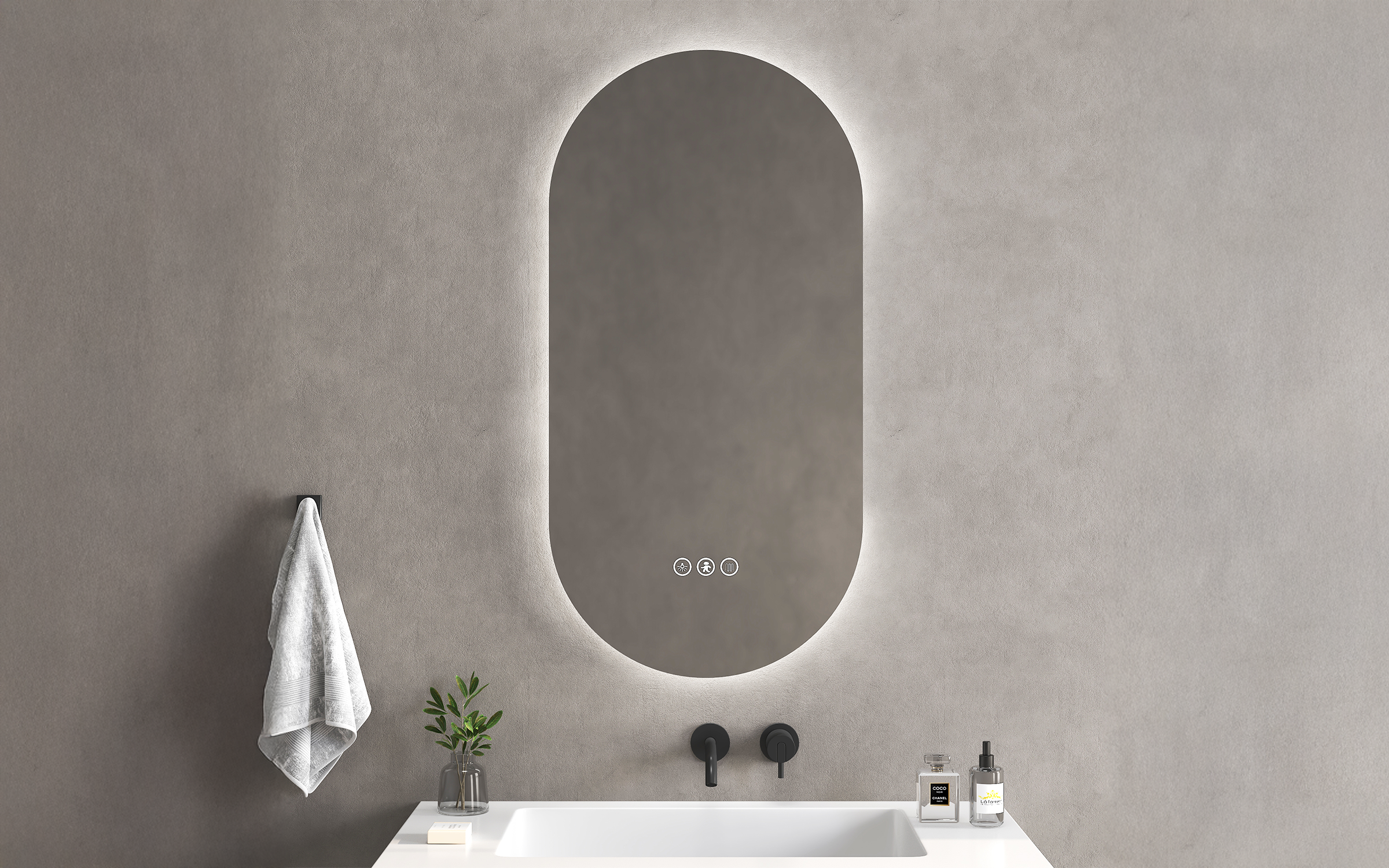 1955-40 Oglinda pentru baie cu iluminare LED, 40/80 сm  1