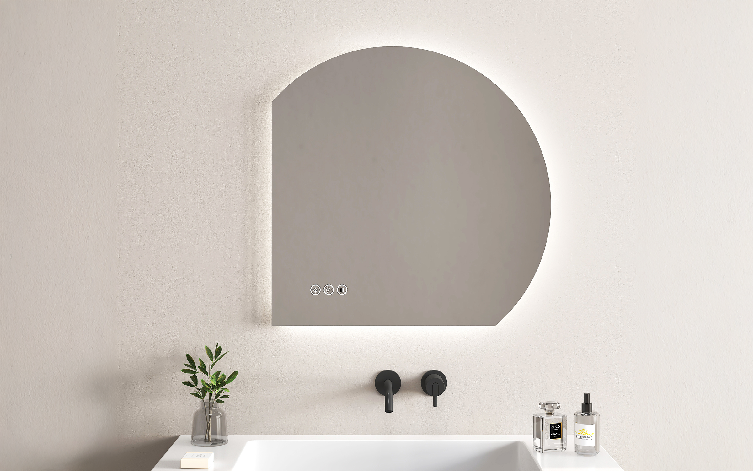 1966 Oglinda pentru baie cu iluminare LED, 80/80 сm  1