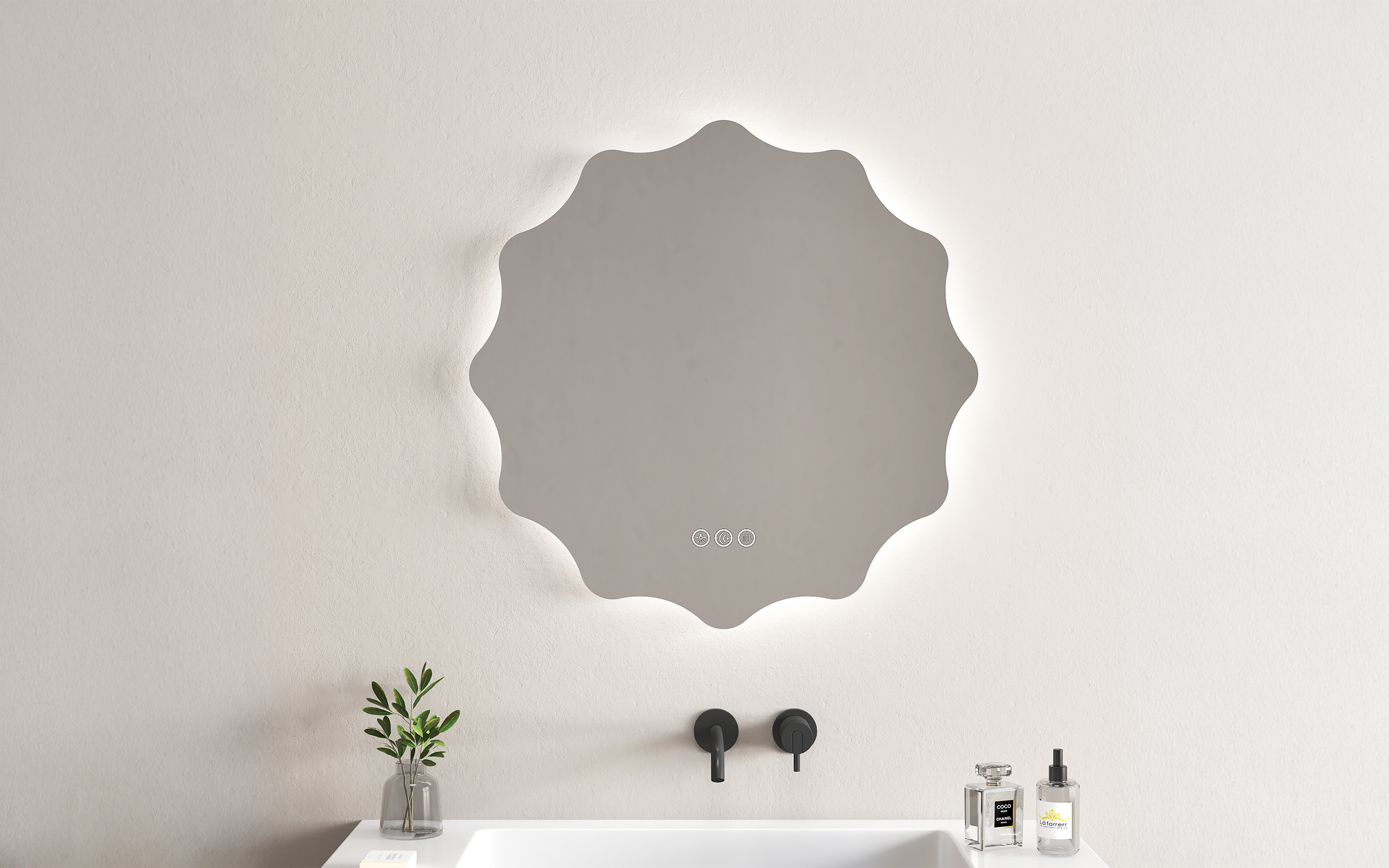 1967 Oglinda pentru baie cu iluminare LED, 80/80 сm  1
