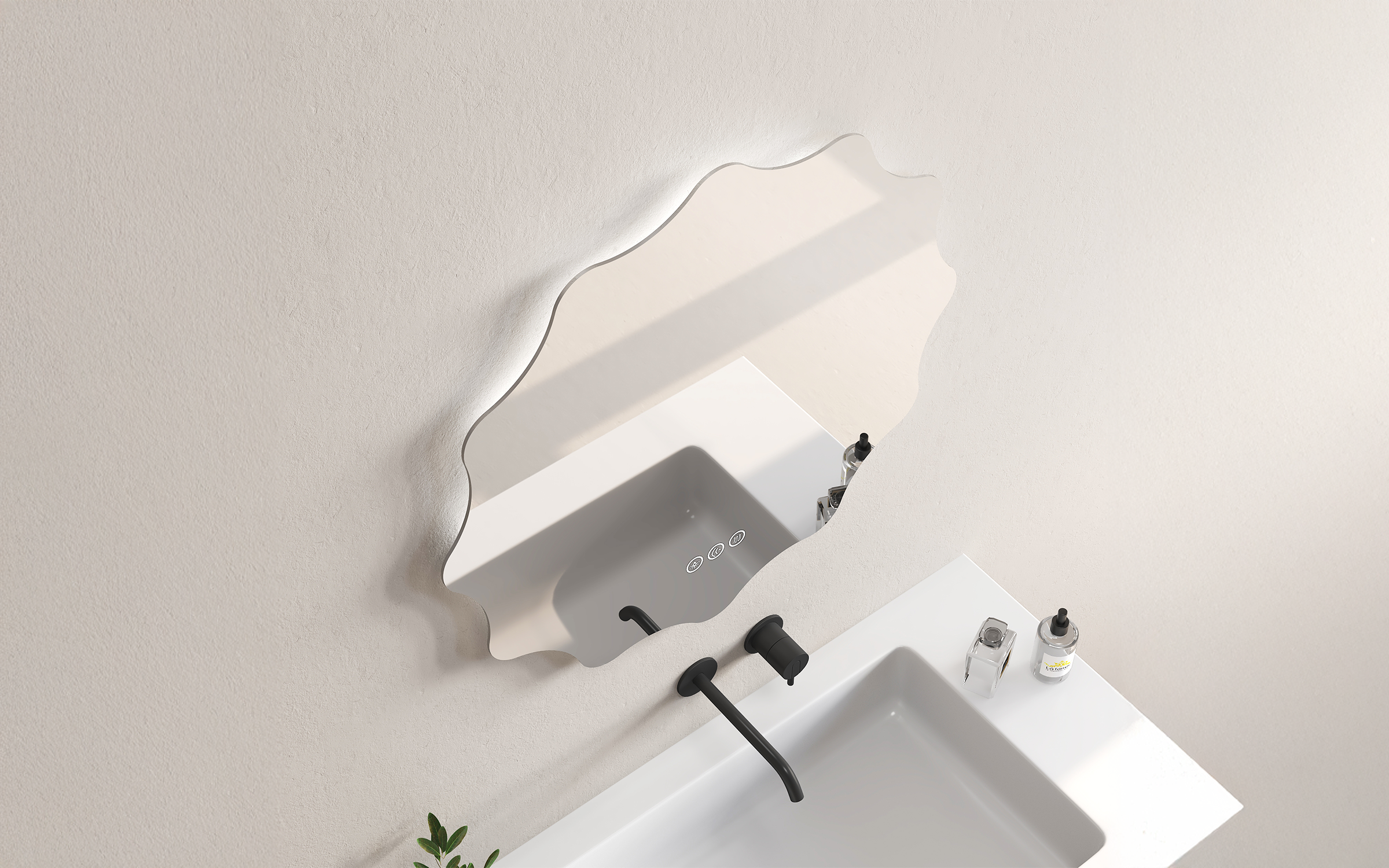 1967 Oglinda pentru baie cu iluminare LED, 80/80 сm  3
