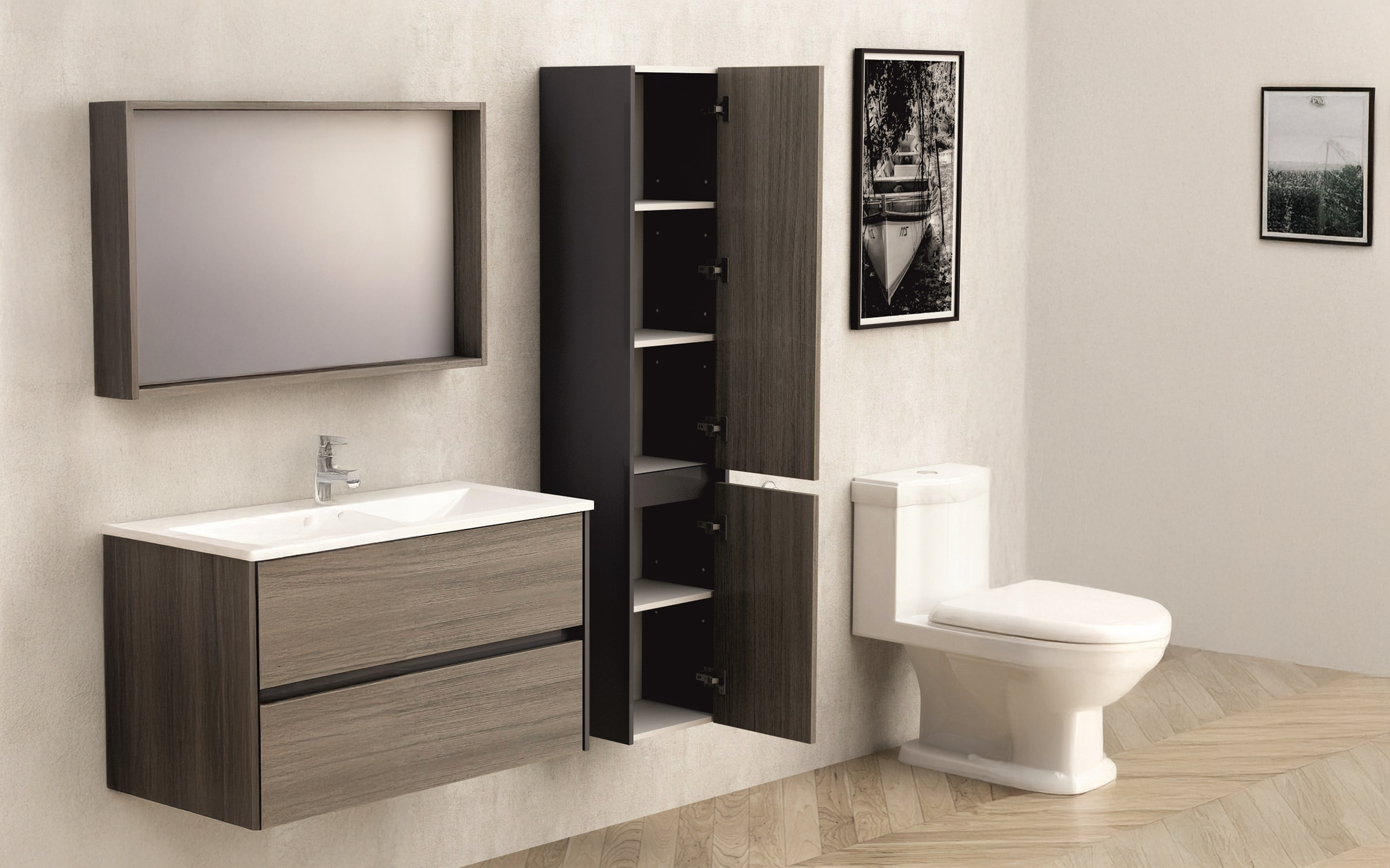 Coloana PVC pentru baie ICP3516, maro inchis  2