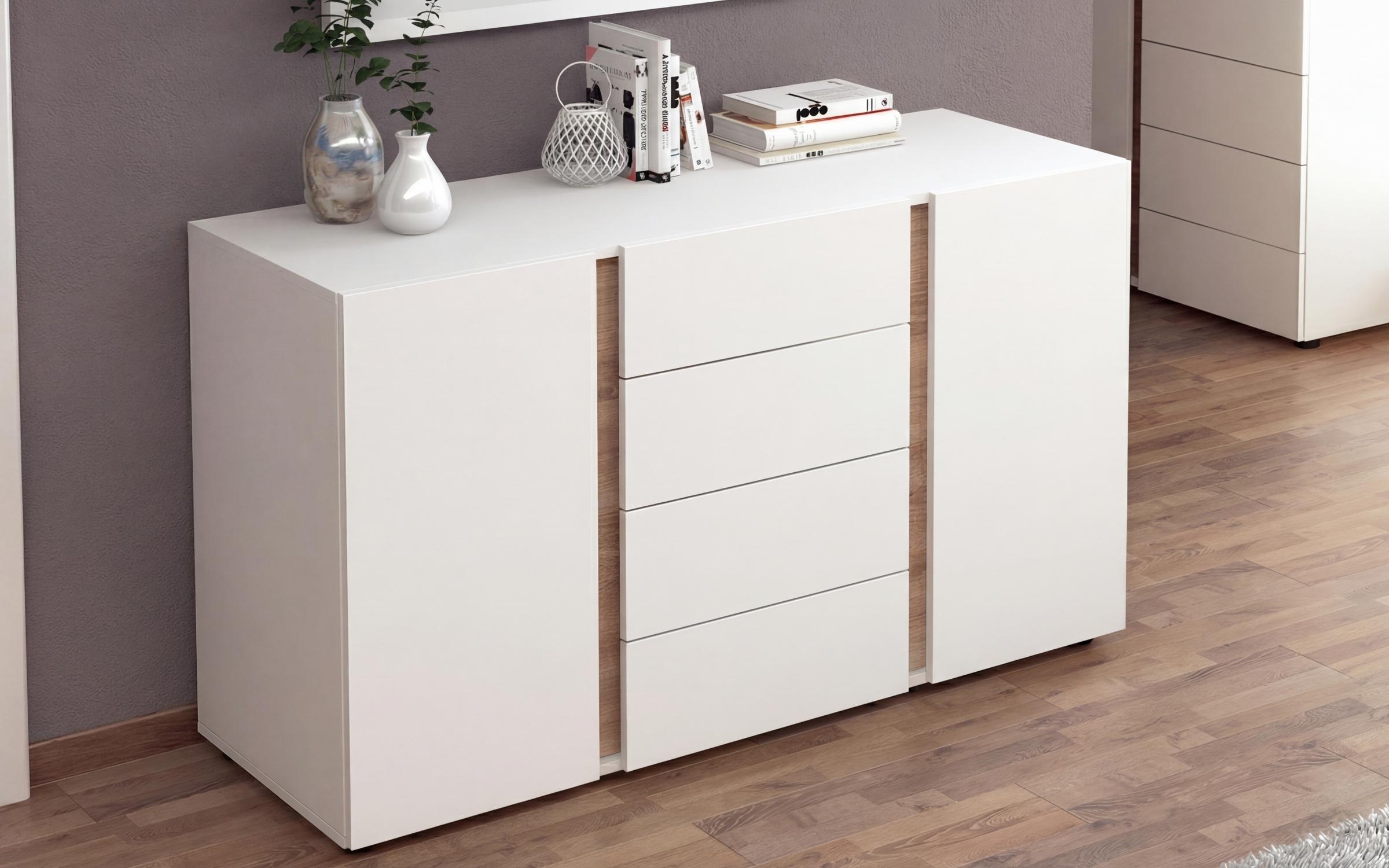 Comoda Omonia L, alb + stejar sonoma  4