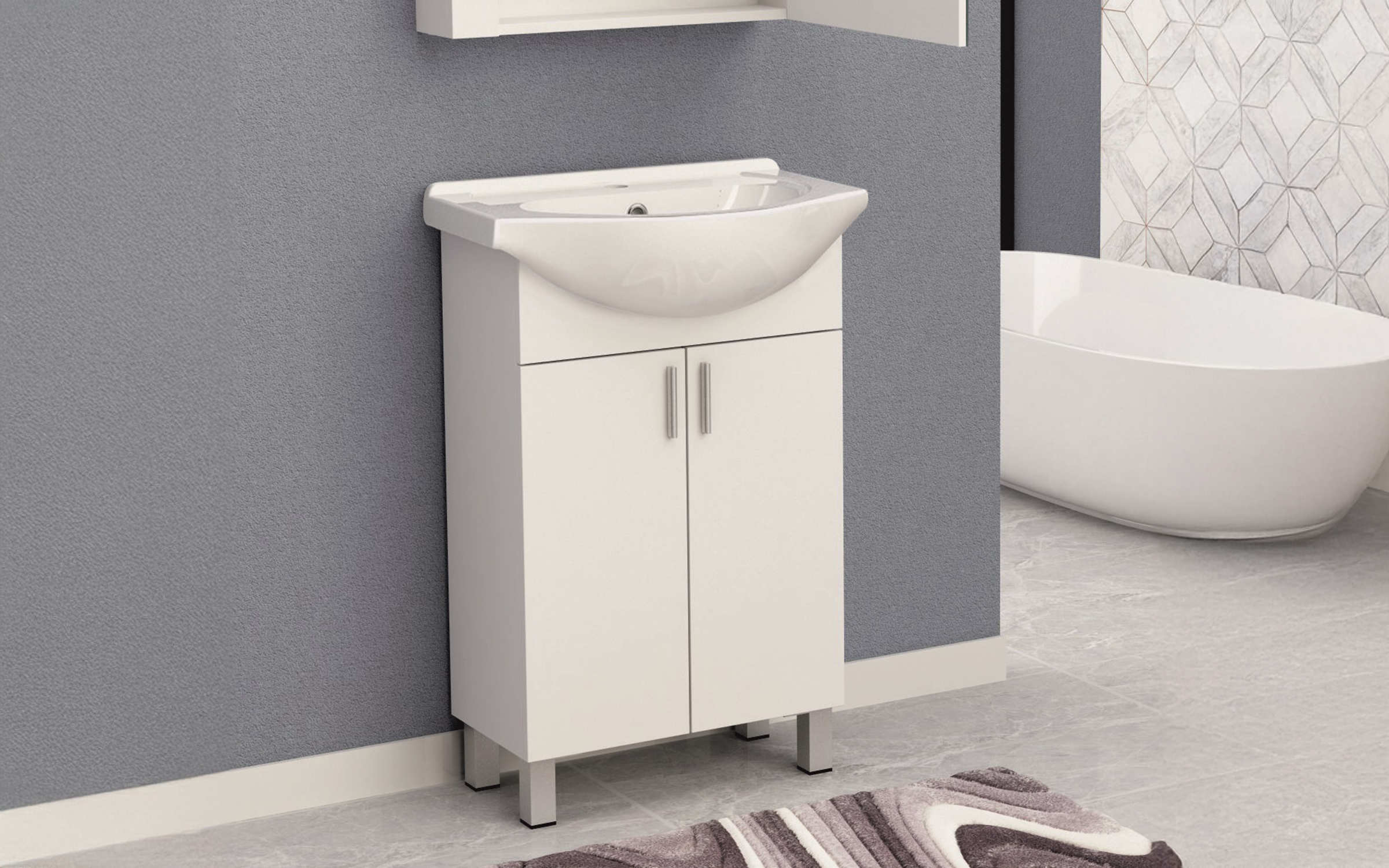 Dulap PVC pentru baie cu chiuveta ICP5535 + 4255, alb  2