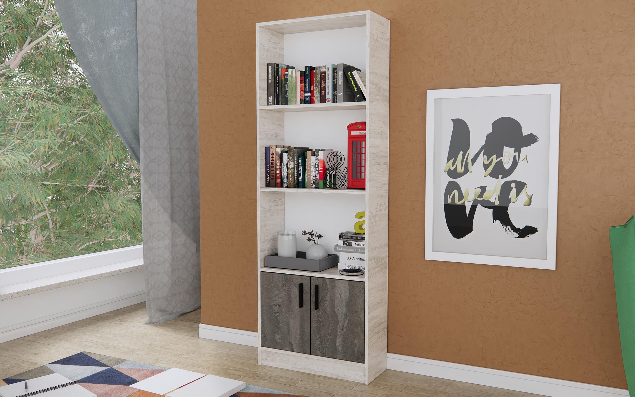 Etajera Fedra, artwood deschis + beton  1