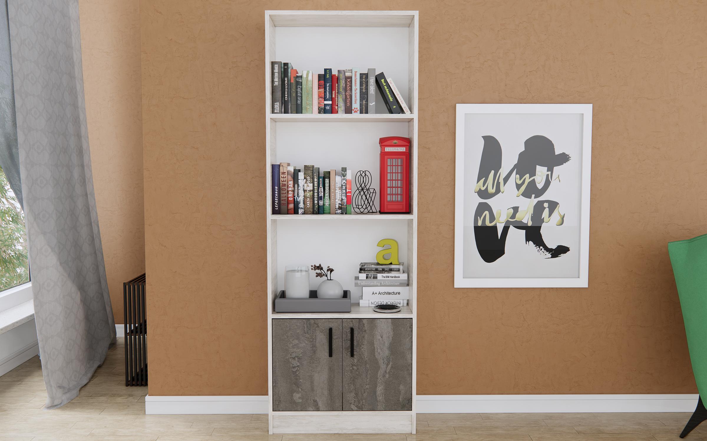 Etajera Fedra, artwood deschis + beton  2