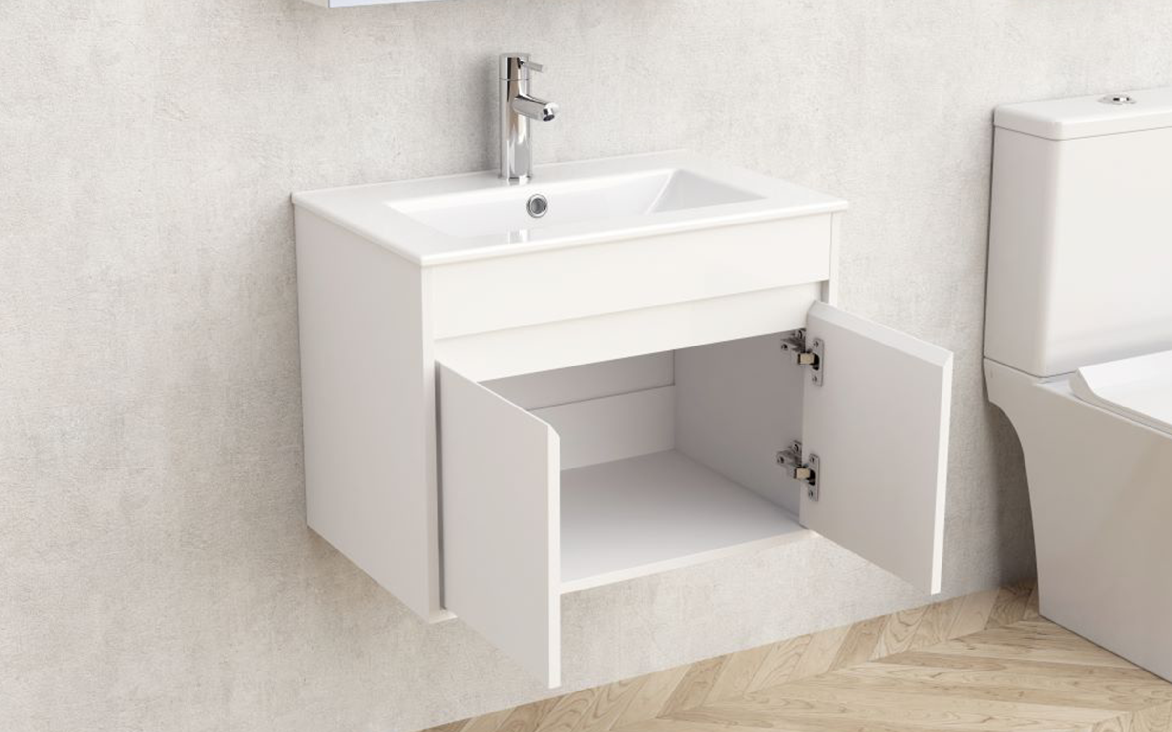 Dulap PVC pentru baie cu chiuveta ICP6038-045, alb  2