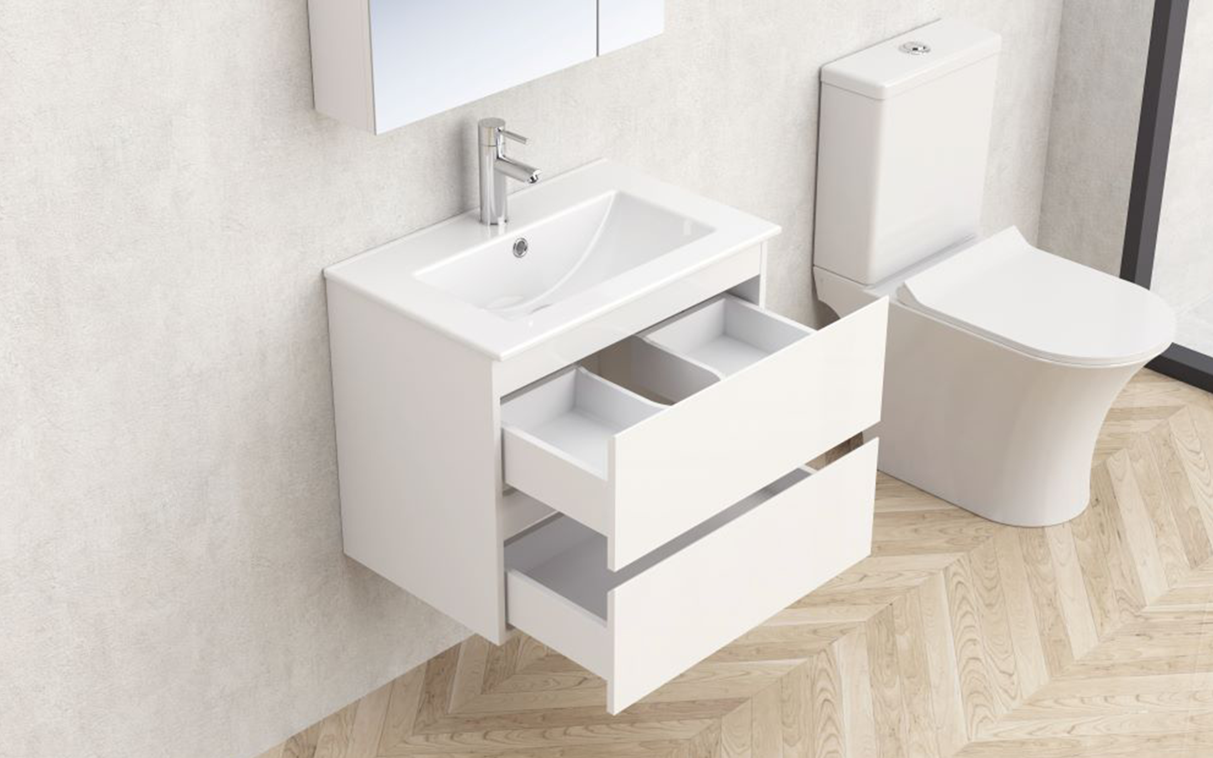 Dulap PVC pentru baie cu chiuveta ICP6038-50, alb  2
