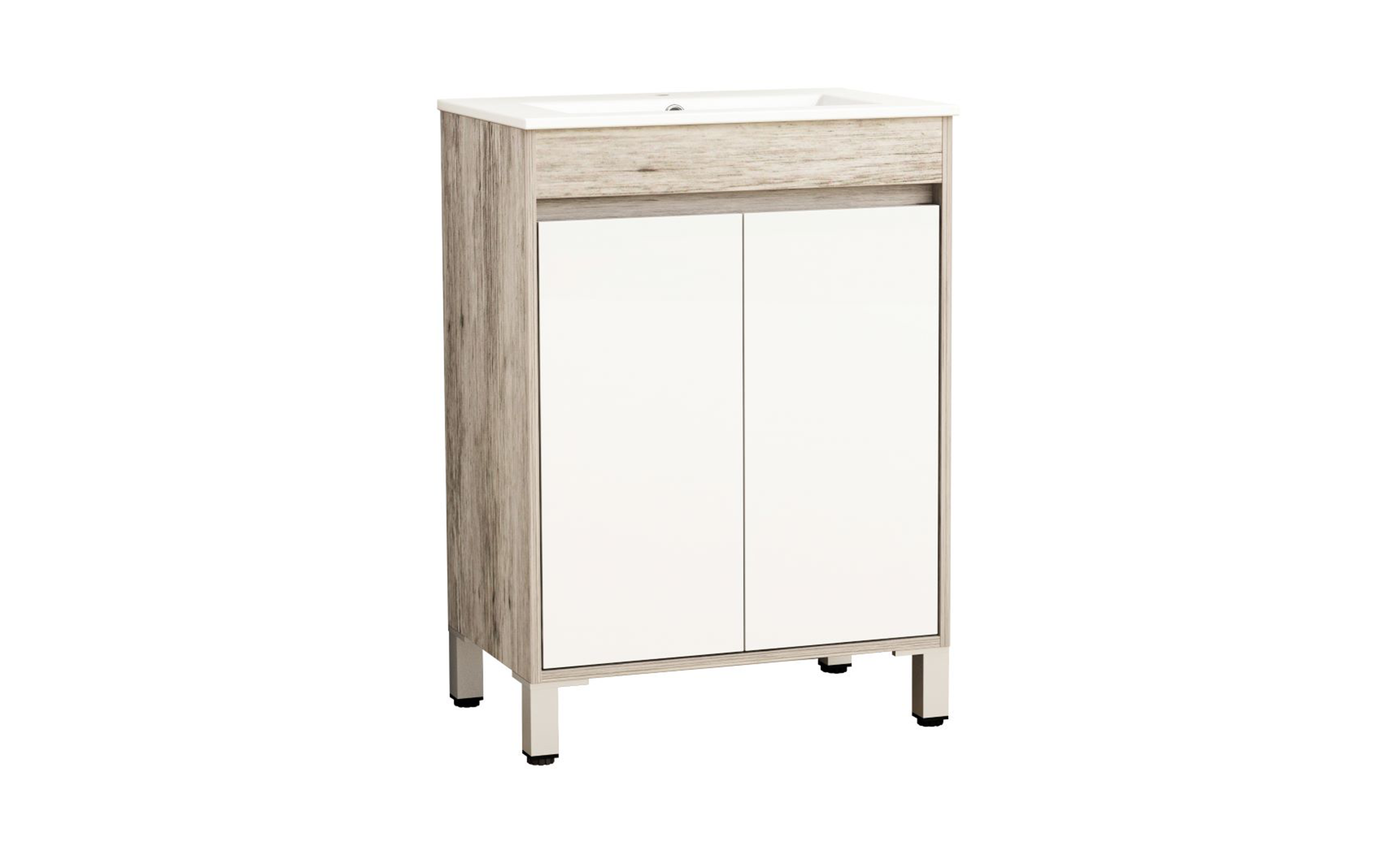 Dulap PVC pentru baie cu chiuveta ICP6081-045, maro deschis + alb  1