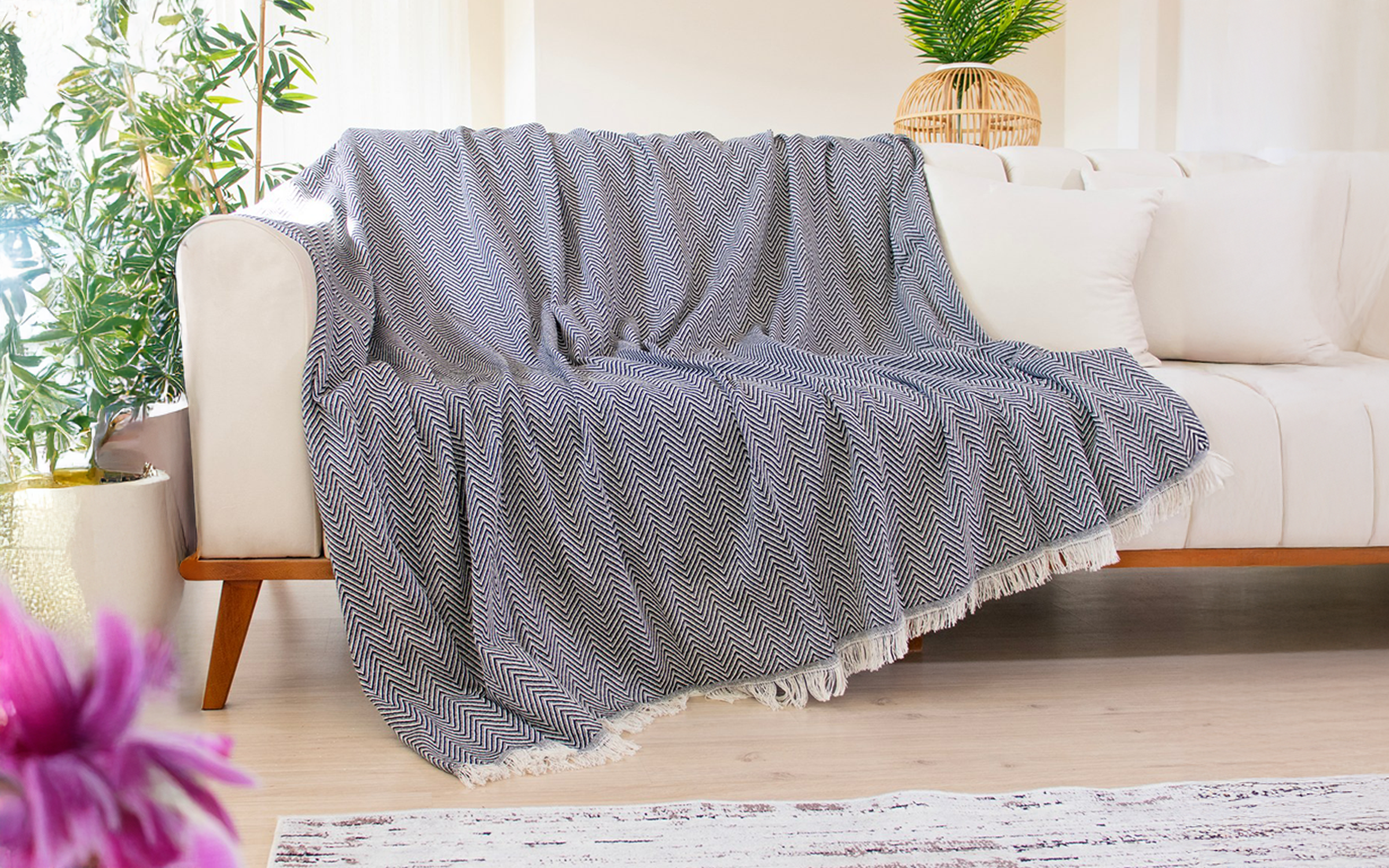 Cuvertura pentru canapea 170/200 cm Woven, negru  1