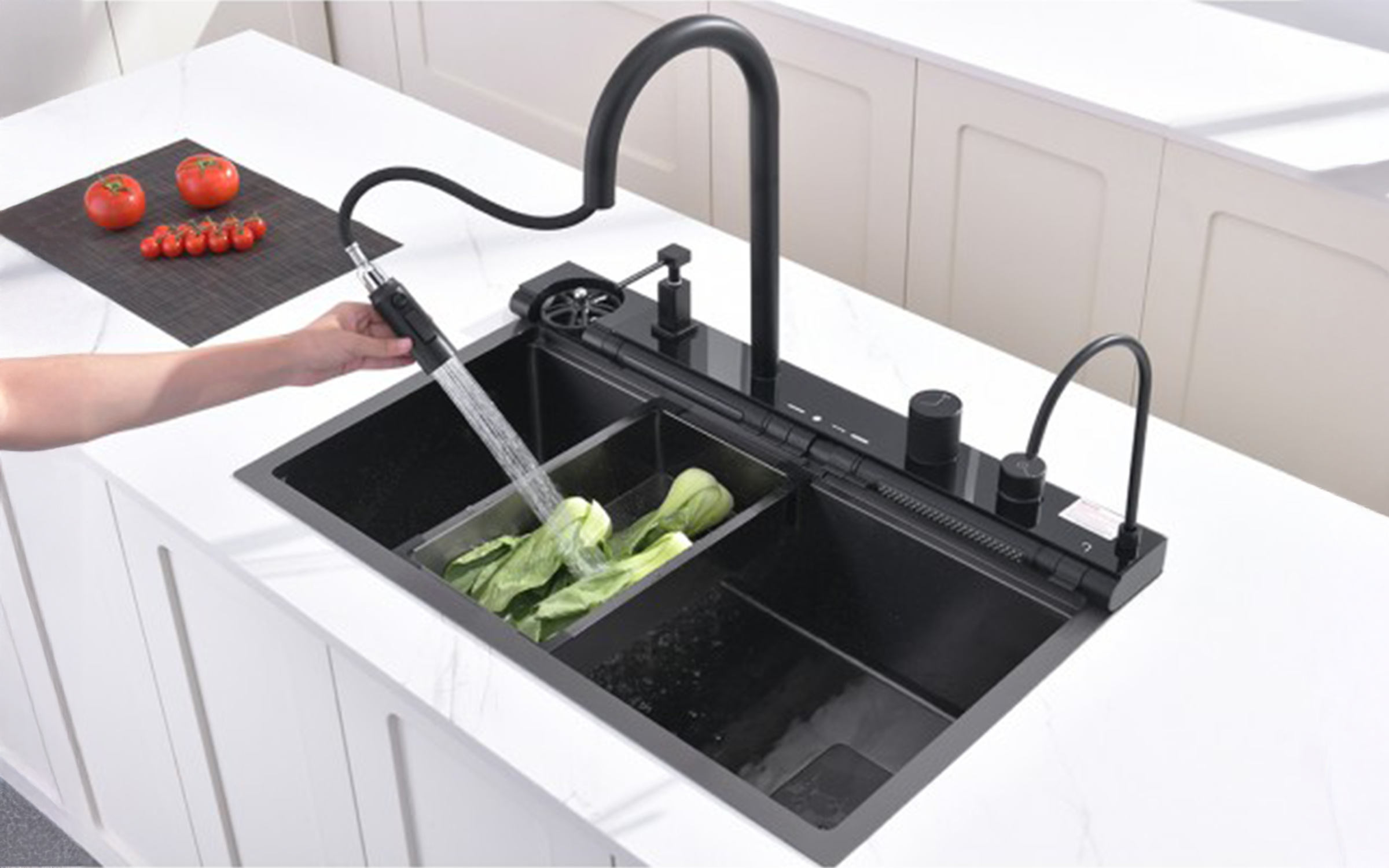 Chiuveta multifunctionala cu robinet 7547PVD, negru  2