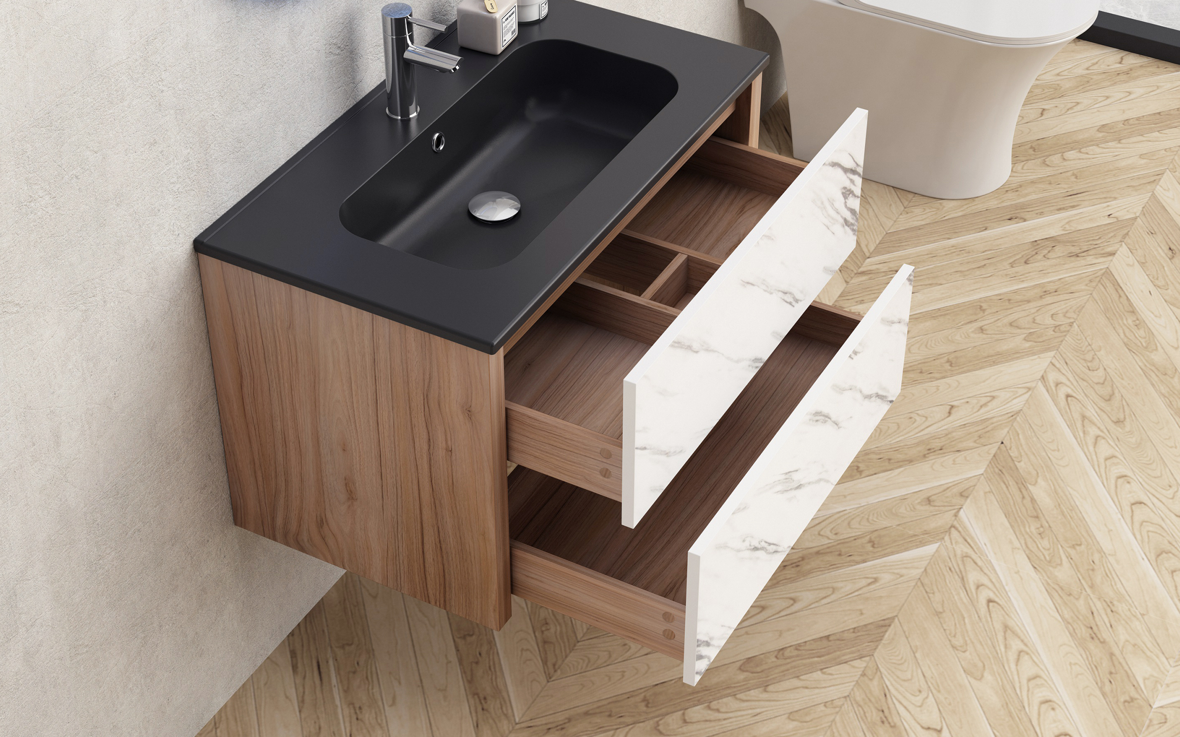 Dulap PVC pentru baie cu chiuveta ICP8050MB,   2