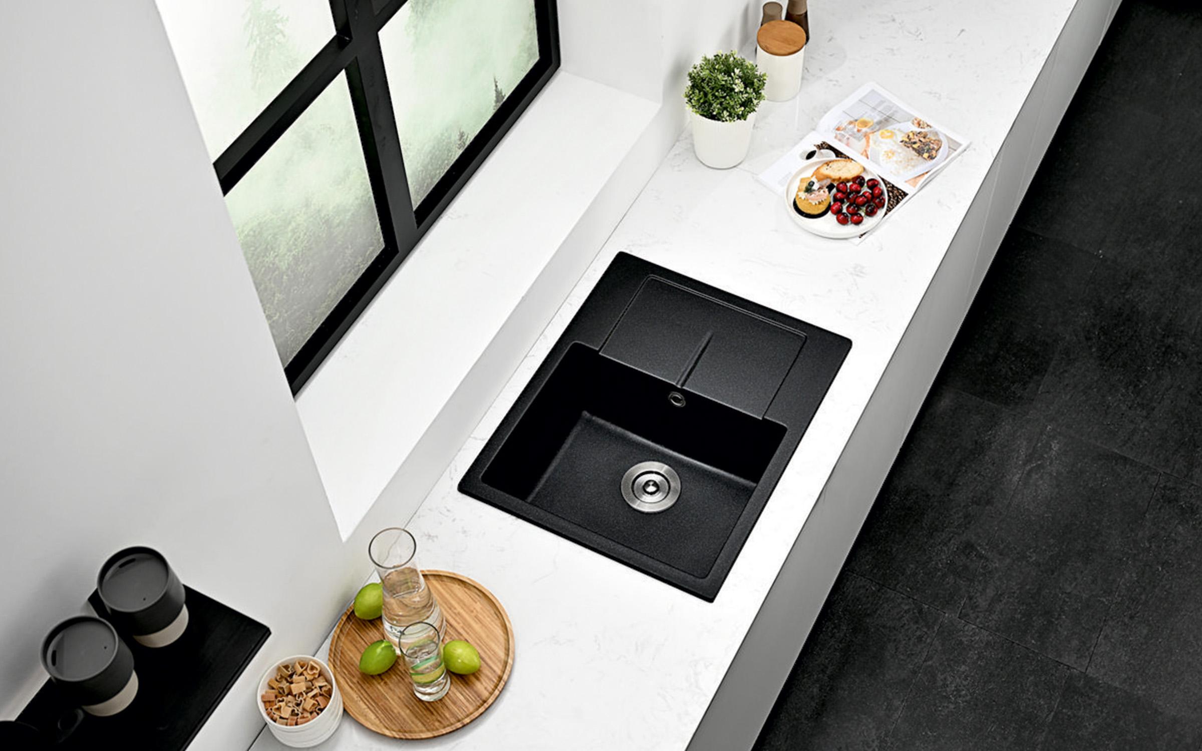 Chiuveta din granit ICGS8220, negru, adancime 21.5 сm  2