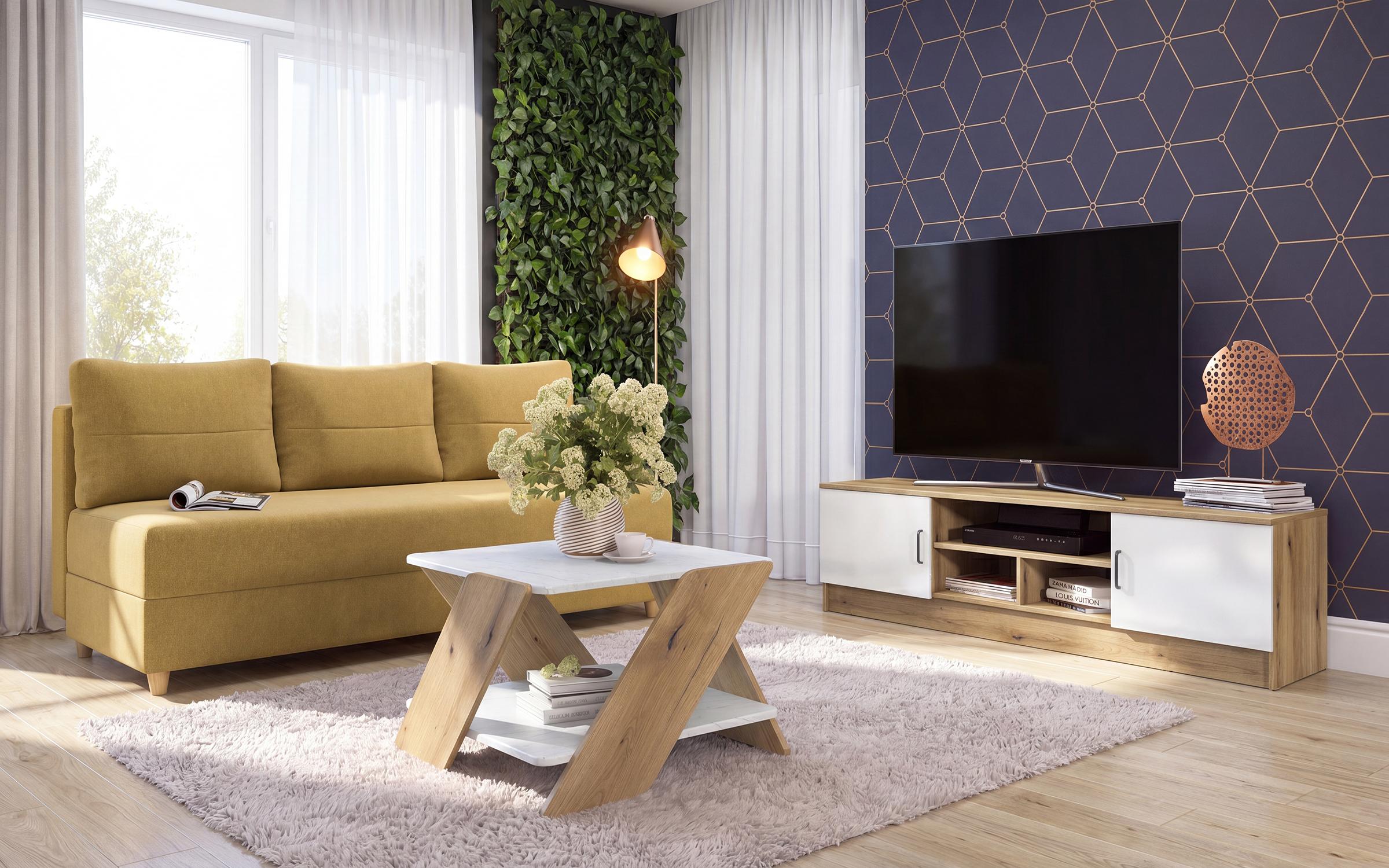 Set living Arano, mustar + stejar evoc + alb lucios + stejar evoc + aspen alb  1