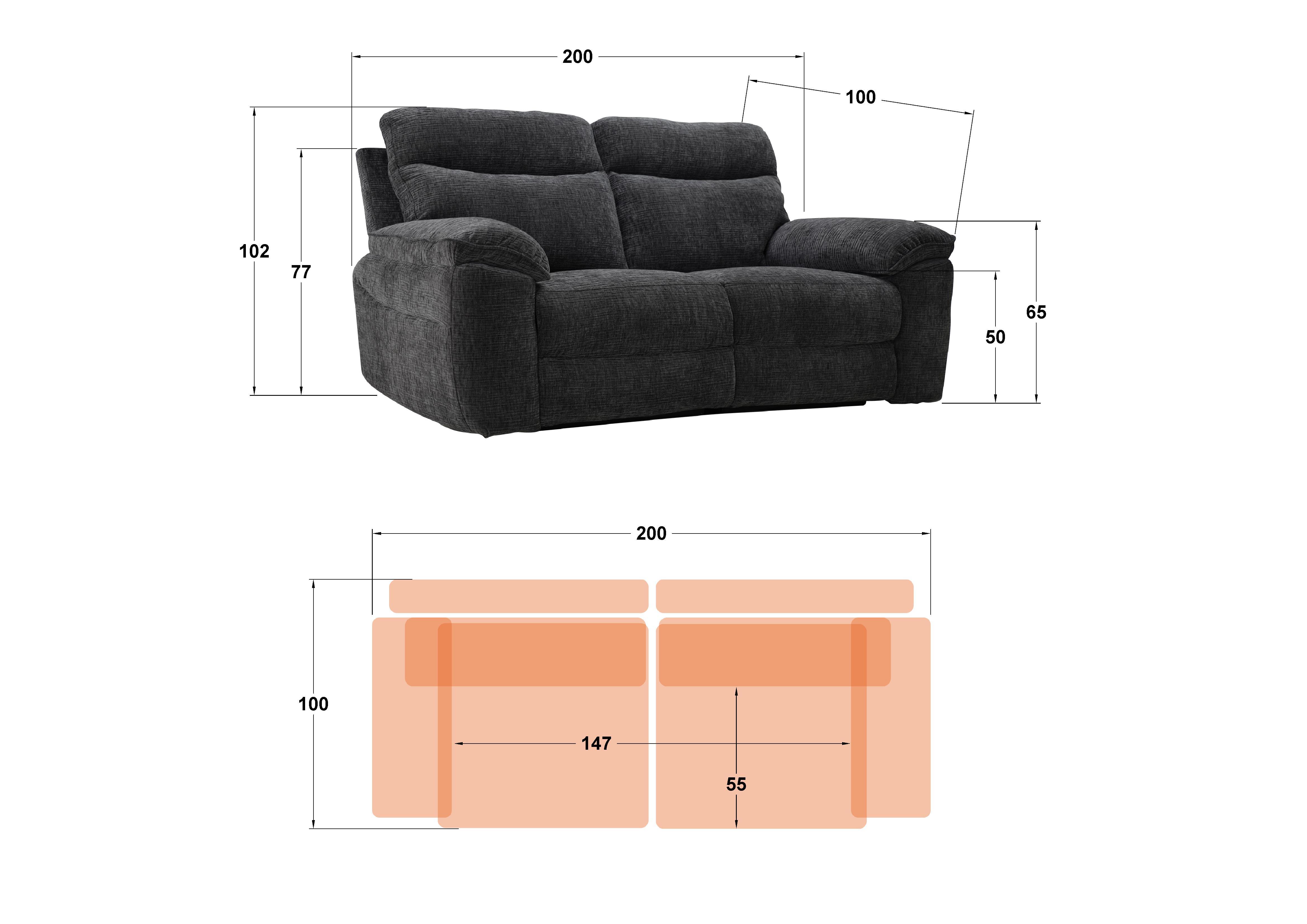 Recliner 3 locuri /fara mecanism/ Adesto, gri inchis  2