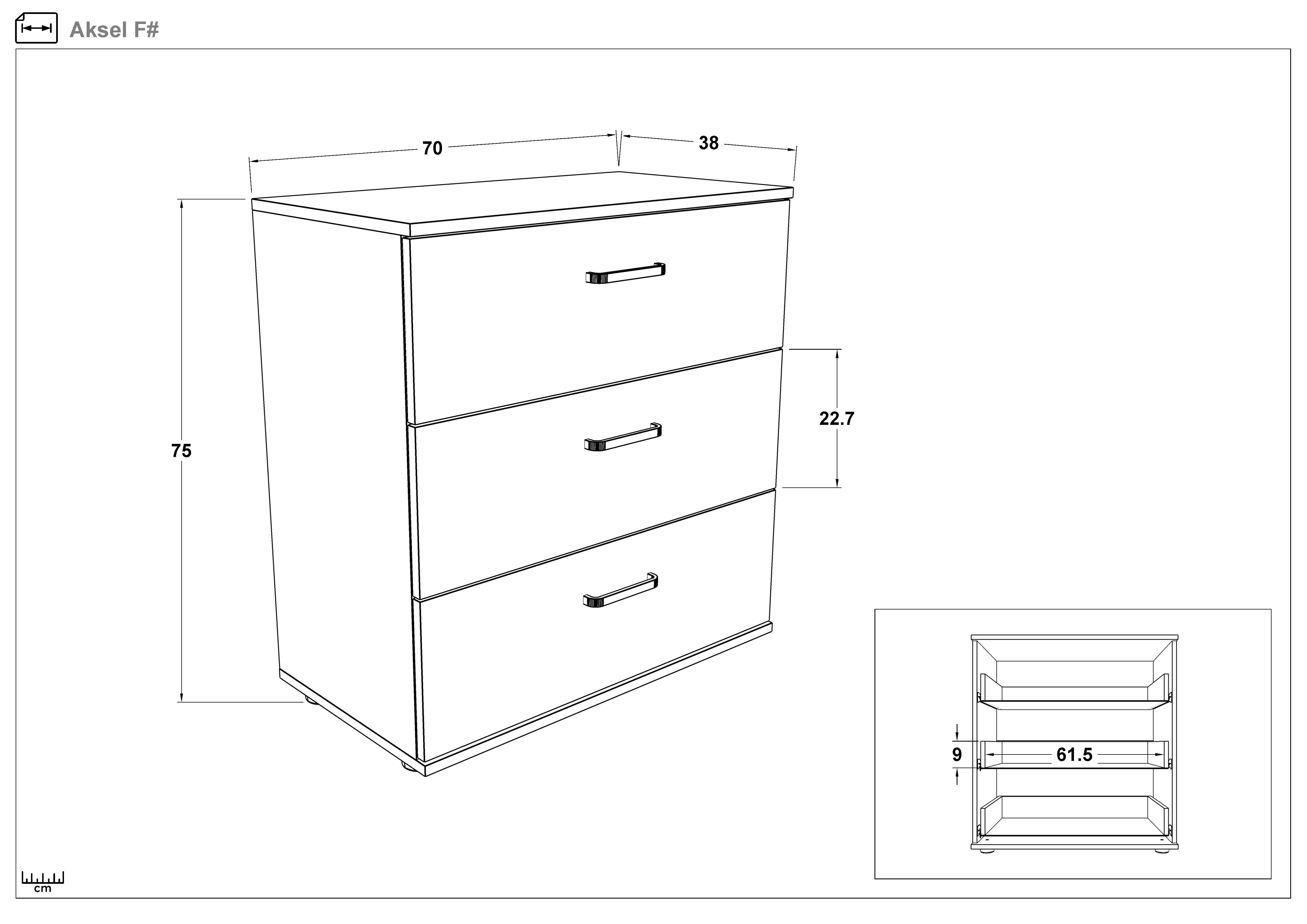 Comoda Axel, casmir + stejar antracit  2