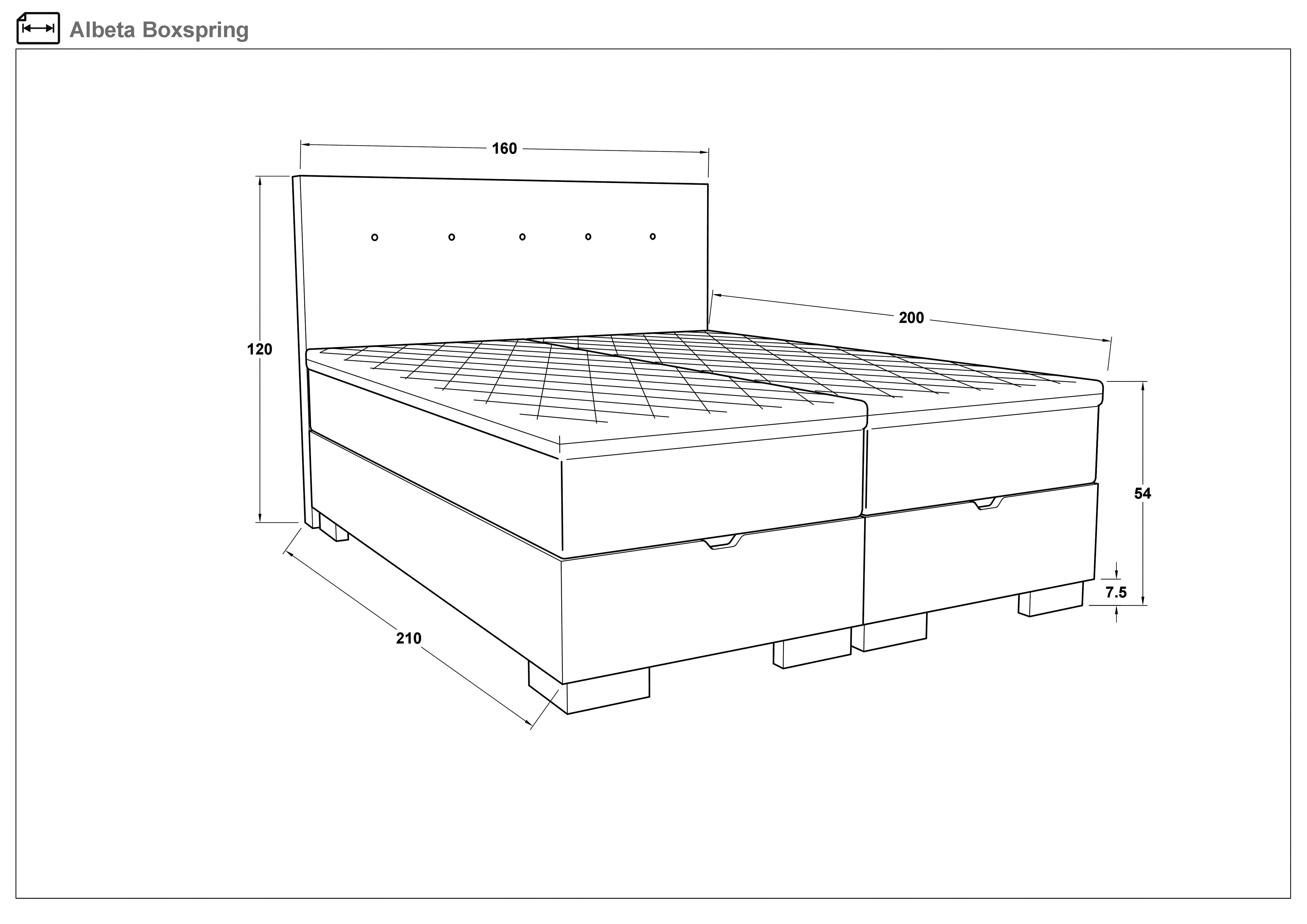 Pat dublu Boxspring 160/200 Albeta, gri  2
