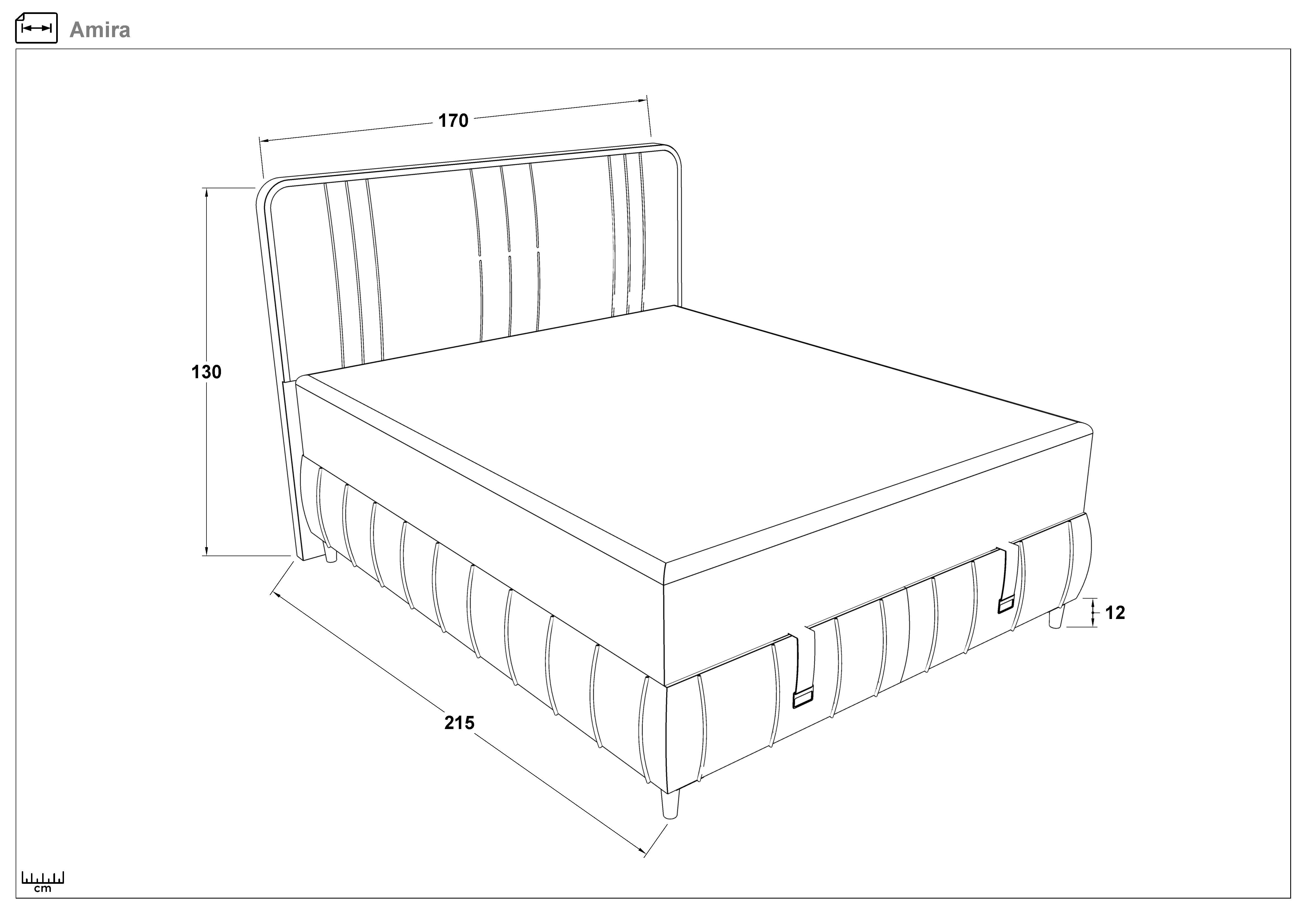 Pat dublu Boxspring 160/200 Amira + saltea, albastru inchis  2