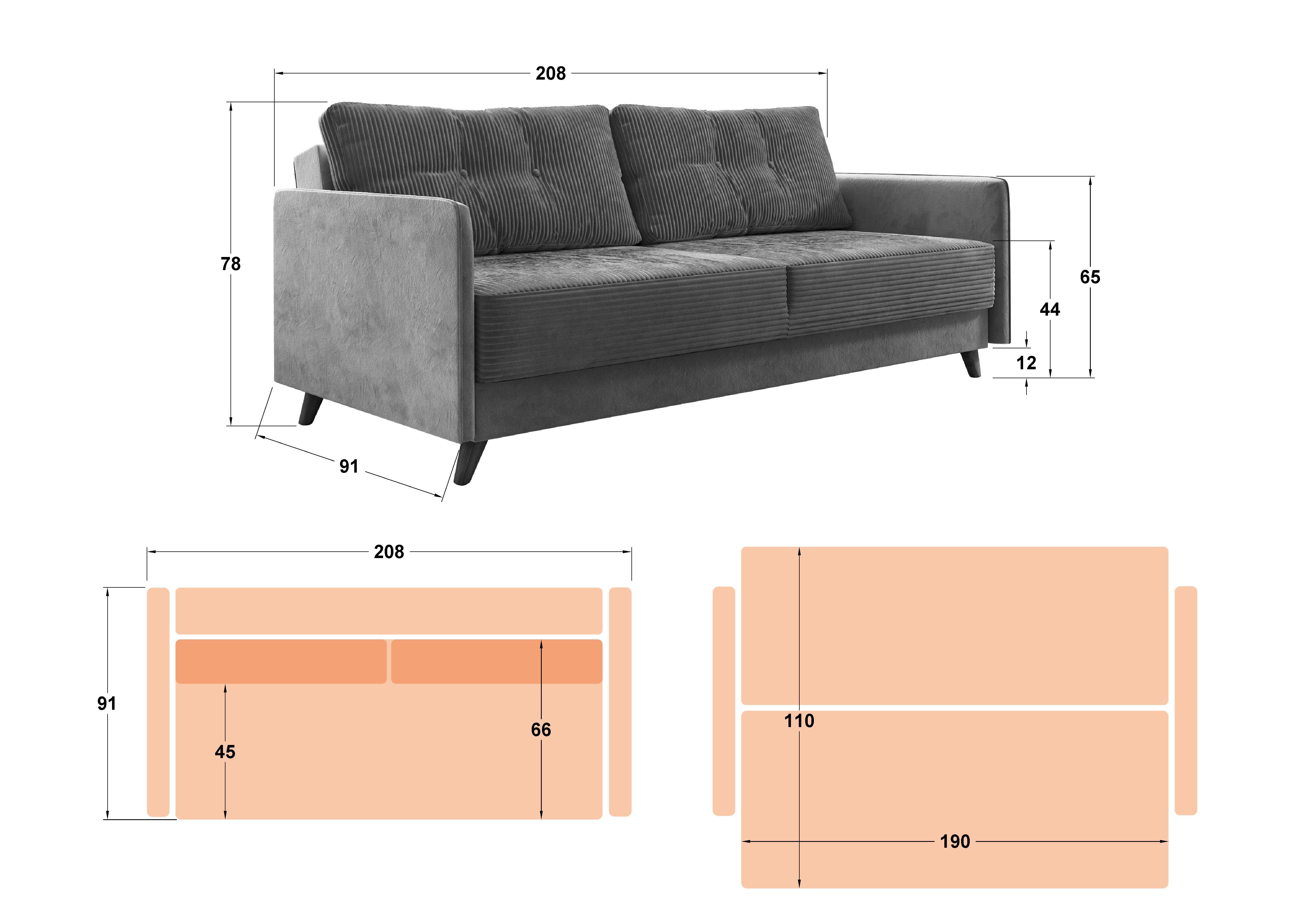 Canapea extensibila click- clack Aristo, maro  2