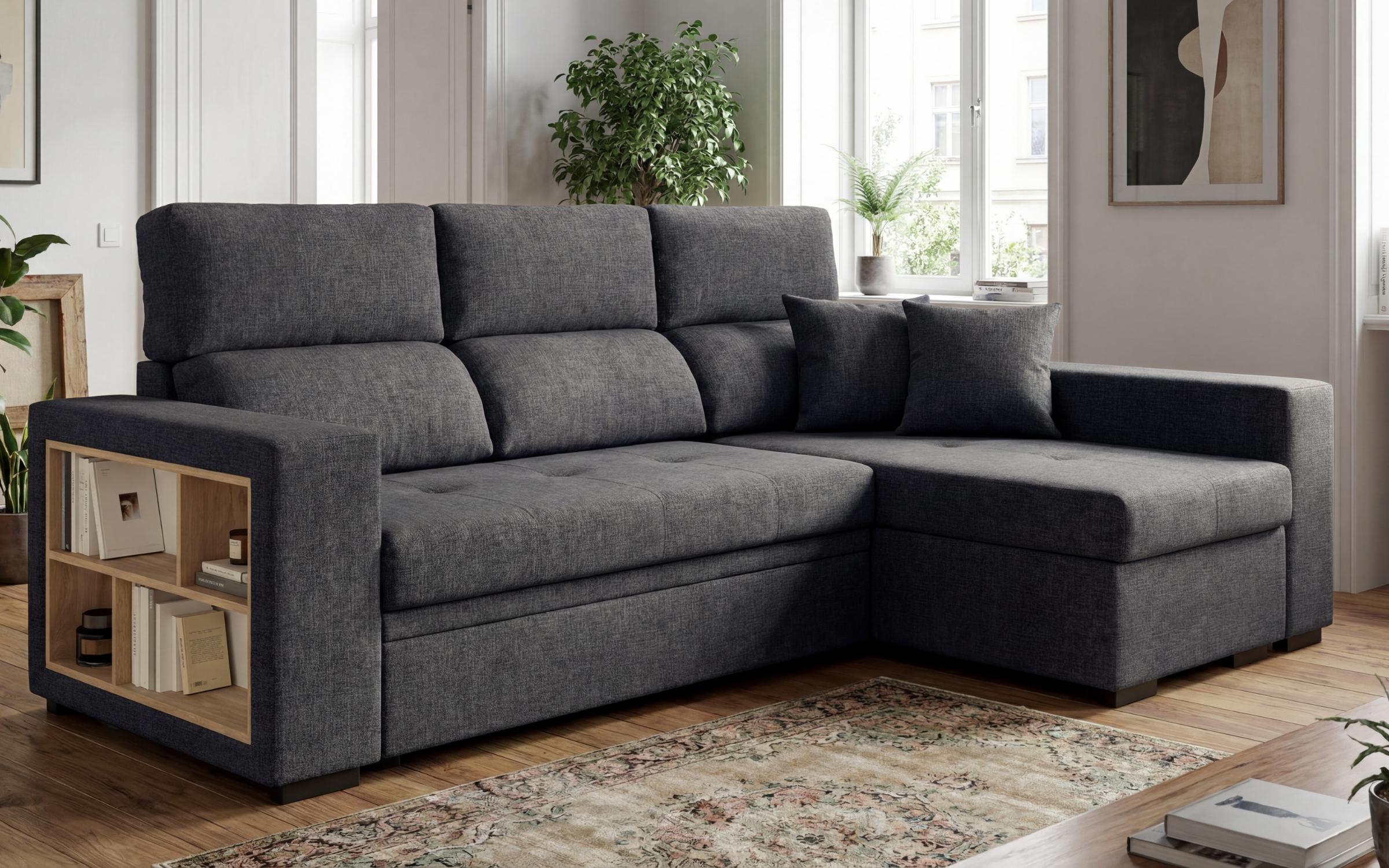 Coltar extensibil cu brat etajera Astor, gri inchis  1