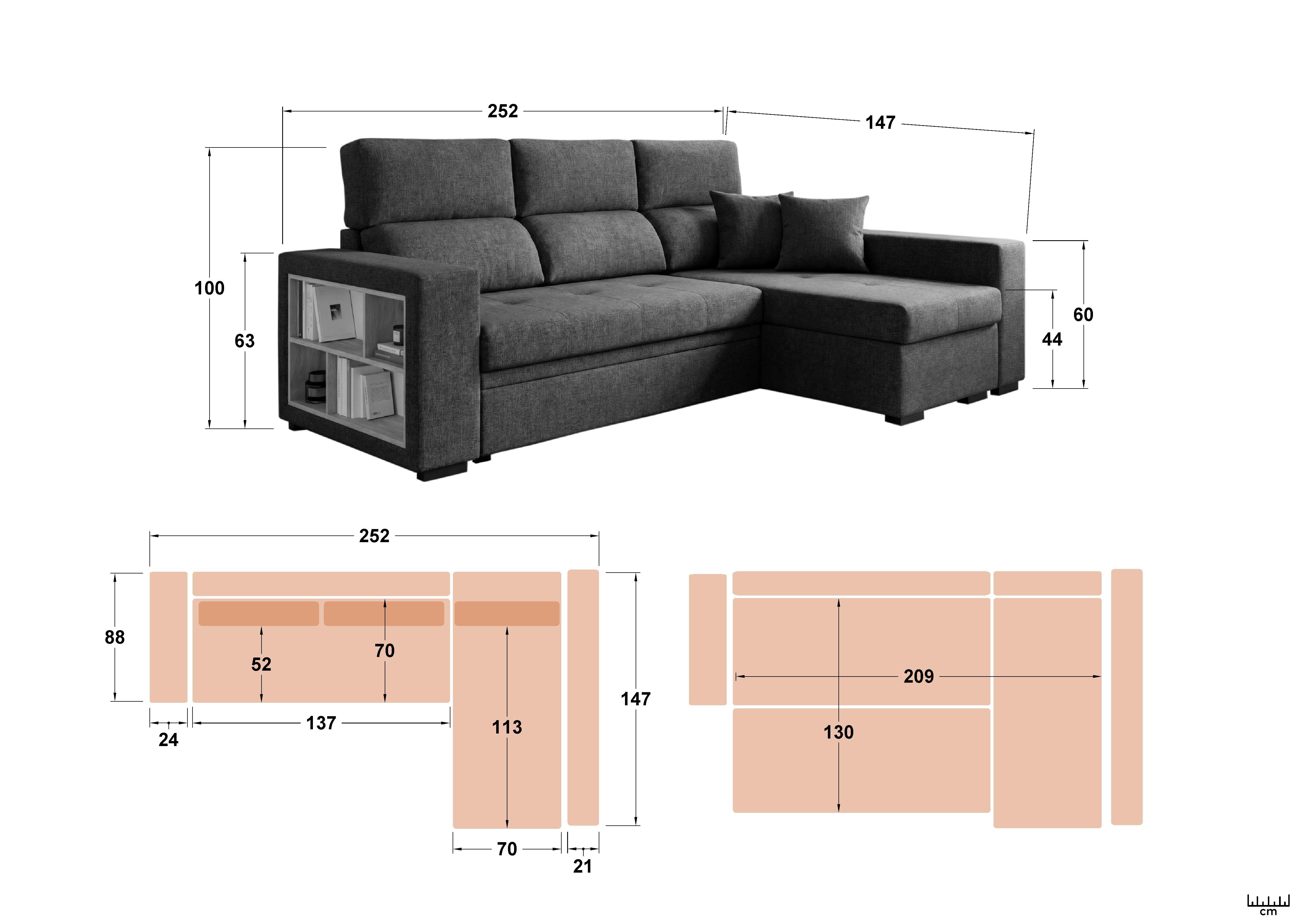 Coltar extensibil cu brat etajera Astor, bej  2