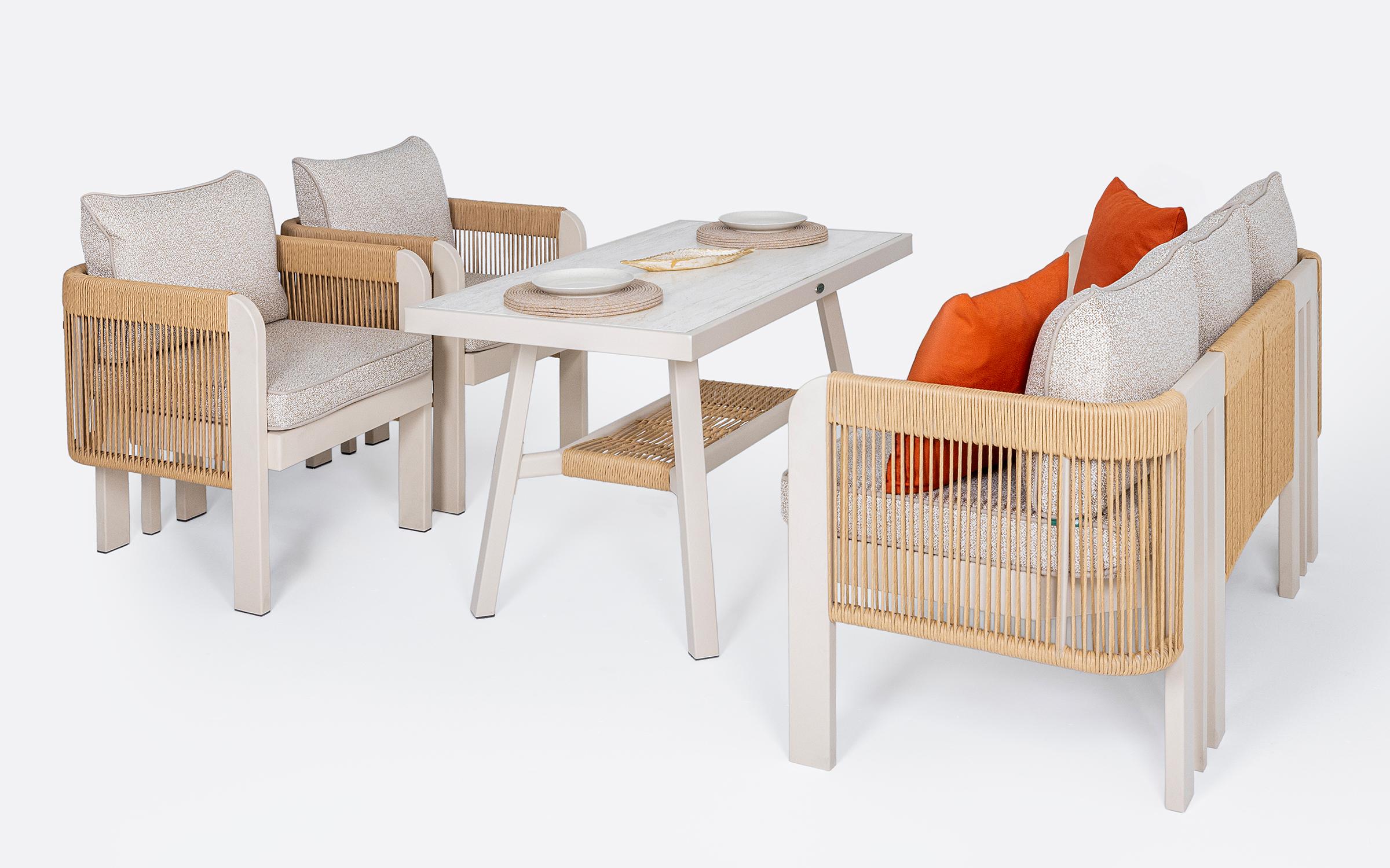 Set masa + scaune + canapea Atlas, crem  5