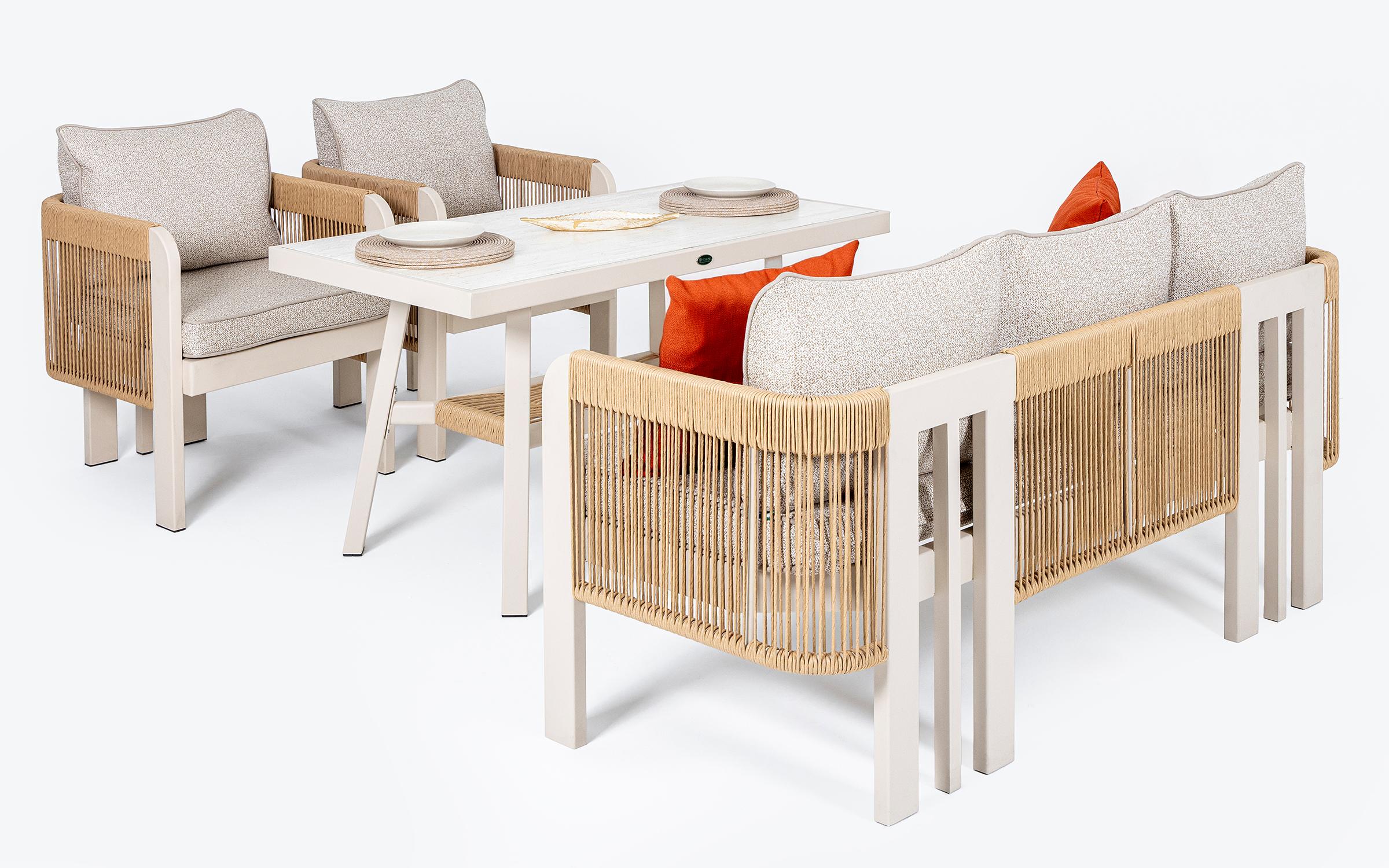 Set masa + scaune + canapea Atlas, crem  4