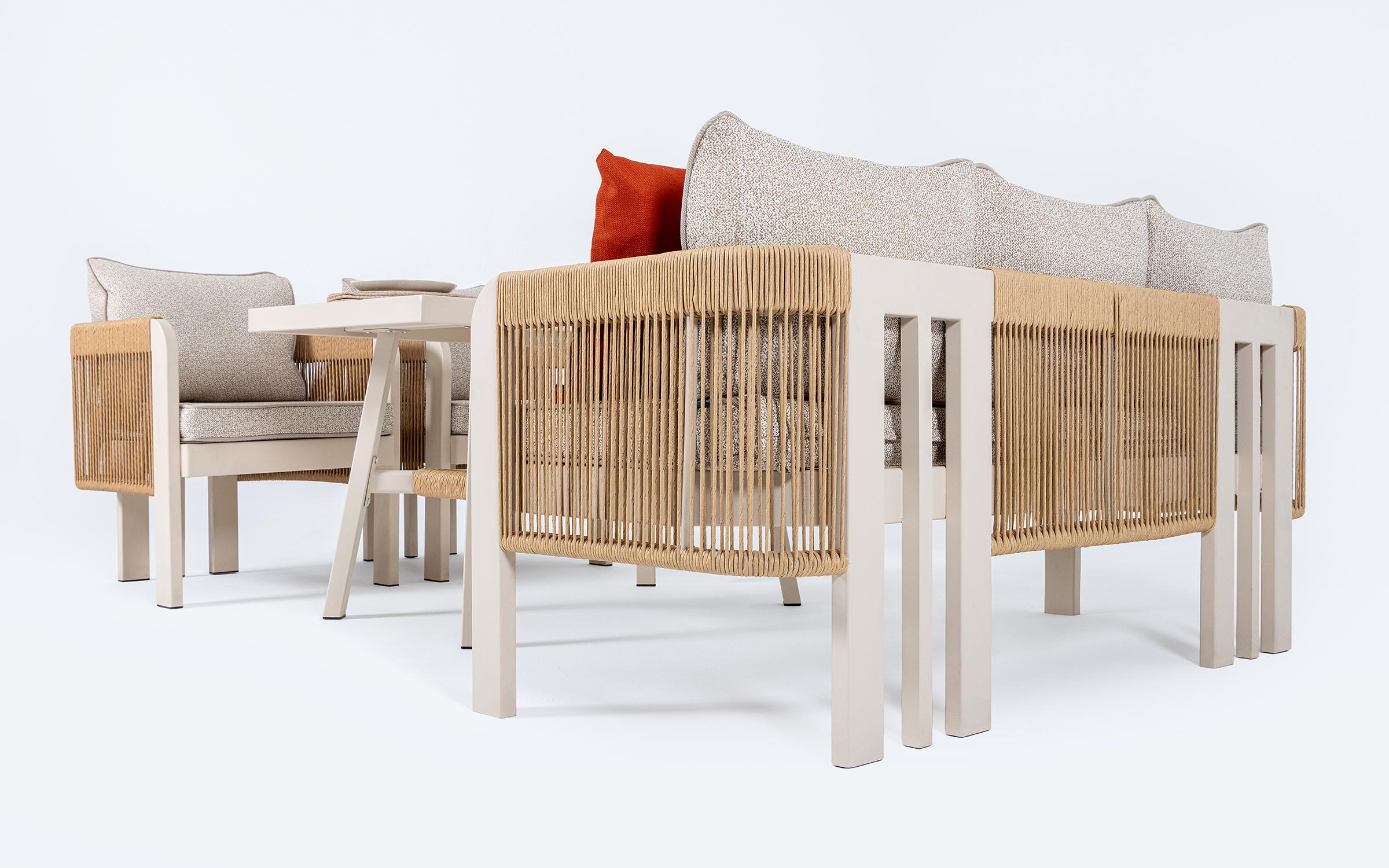 Set masa + scaune + canapea Atlas, crem  3