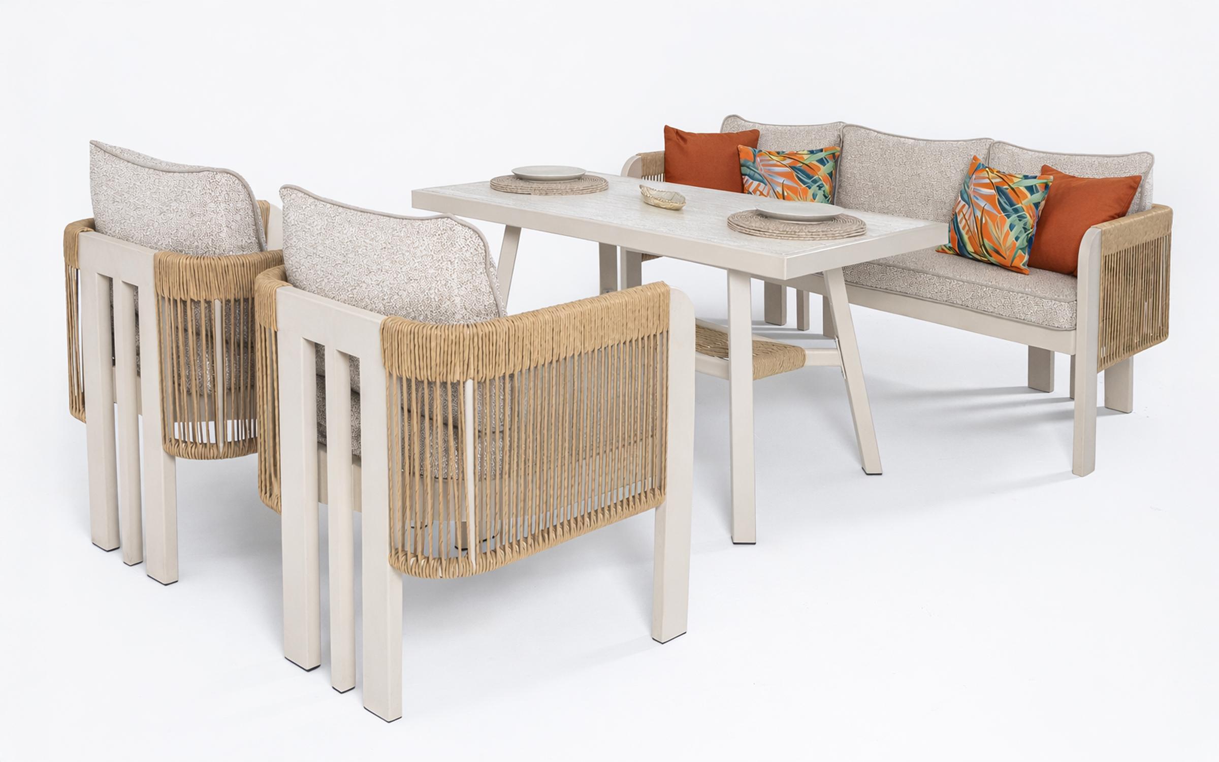 Set masa + scaune + canapea Atlas, crem  2