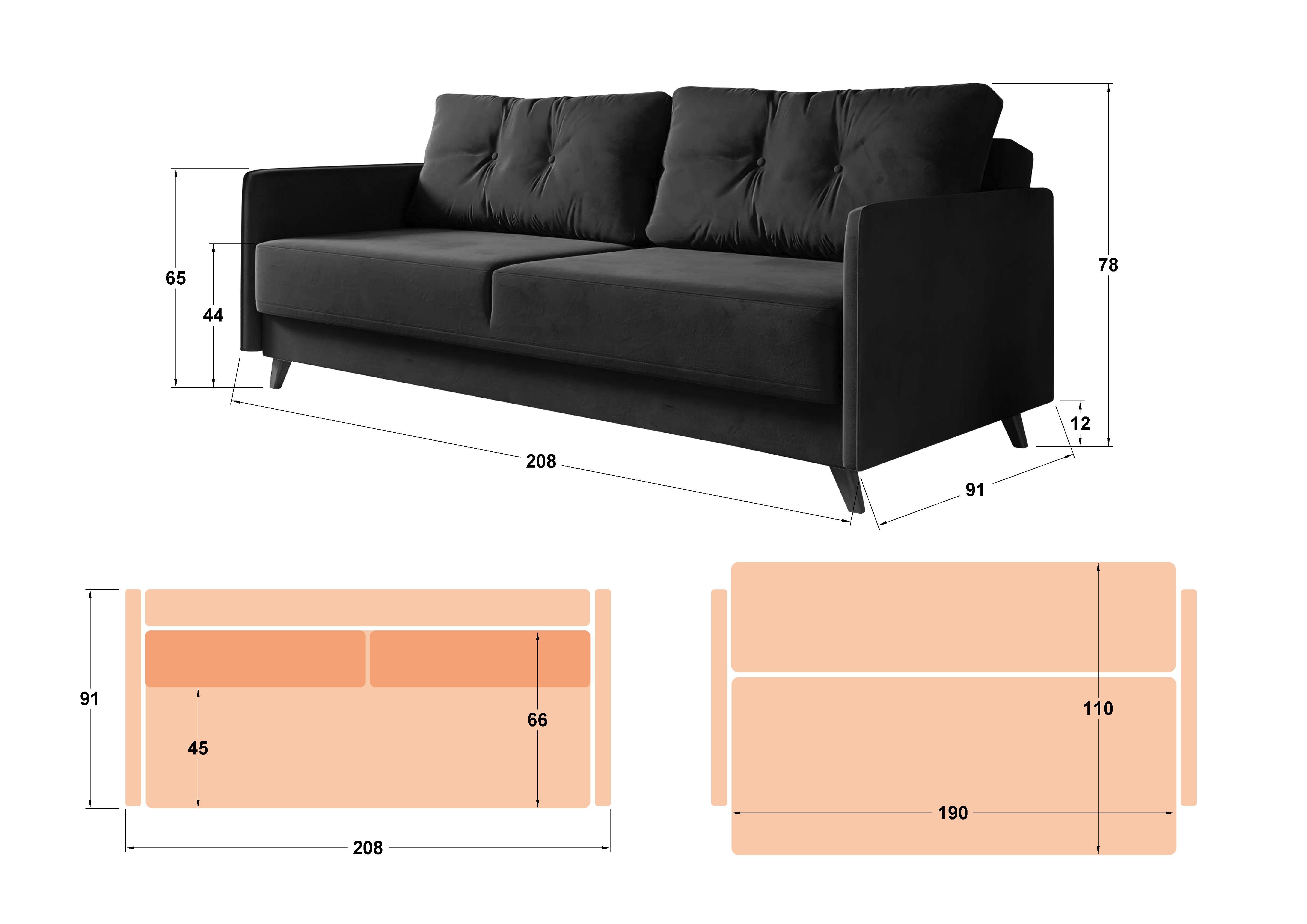 Canapea extensibila click- clack Bali, bej  2