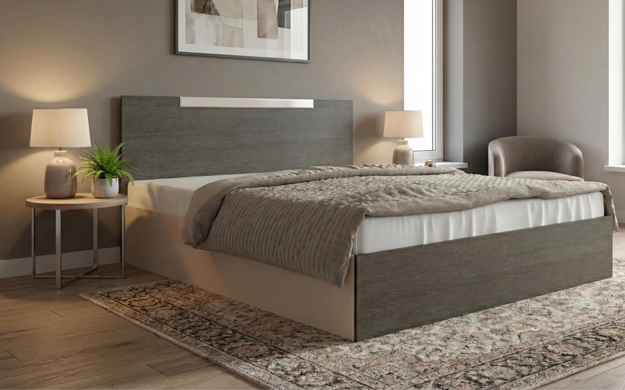 Pat dublu 160/200 Katerina +  saltea, casmir + stejar antracit  6