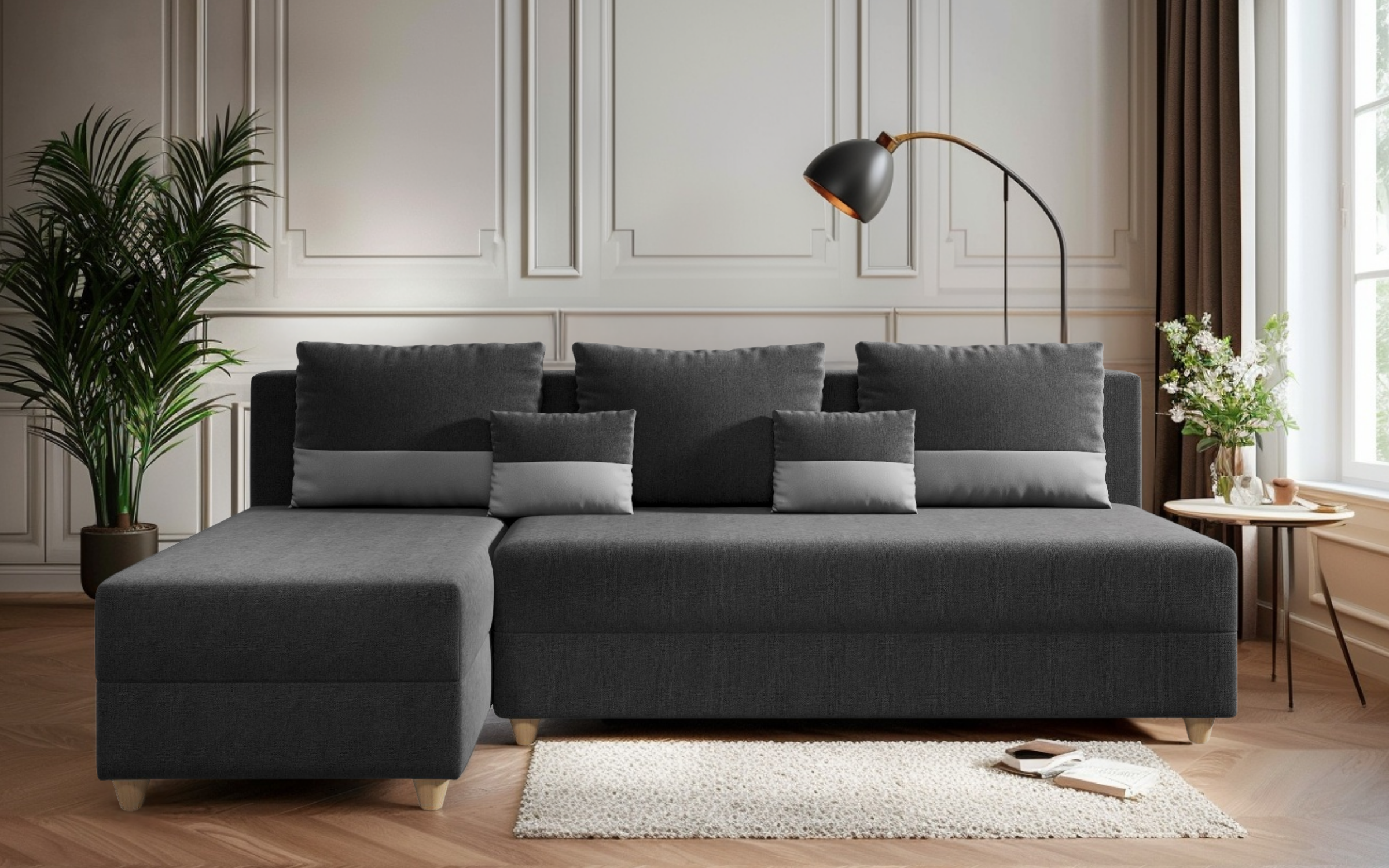 Coltar extensibil Dafini, gri inchis + gri deschis  1
