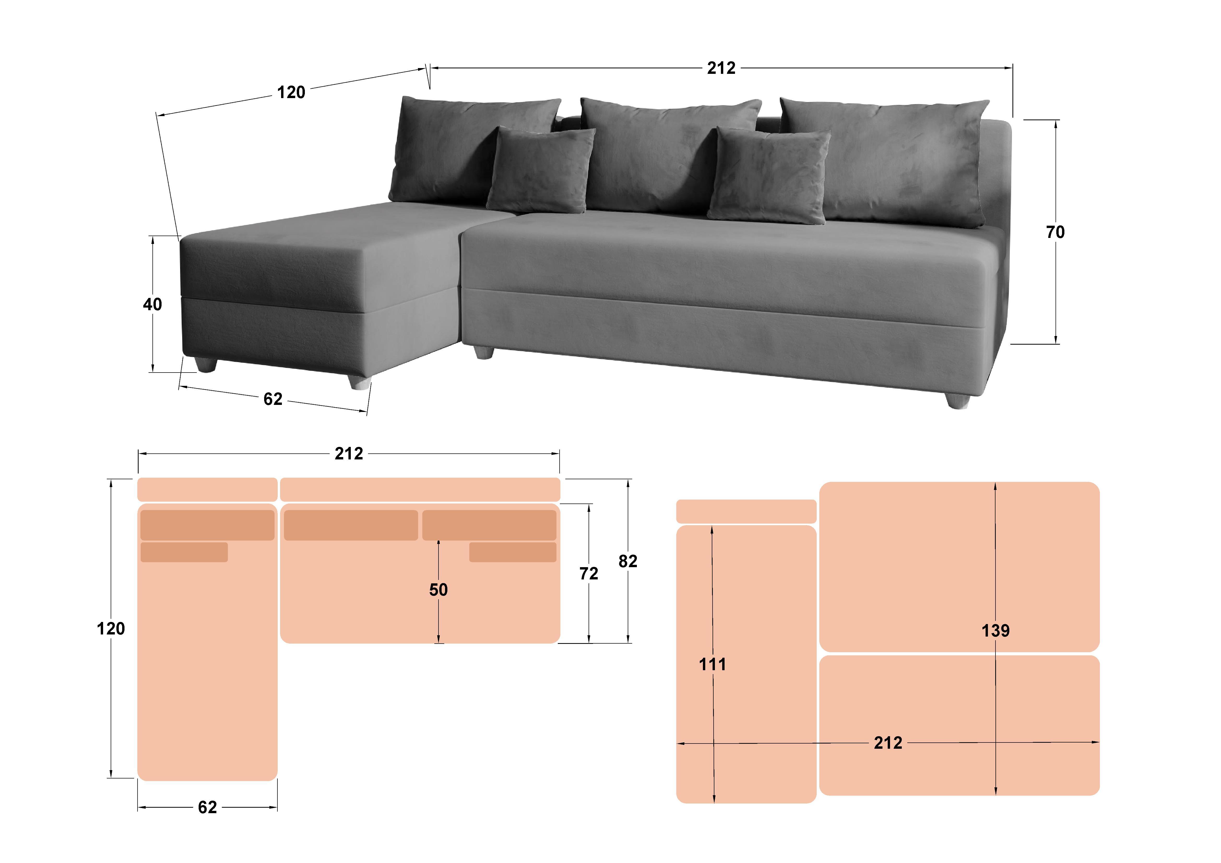 Set living Dafini, тbej inchis + verde + stejar evoc + alb lucios + alb mat  5