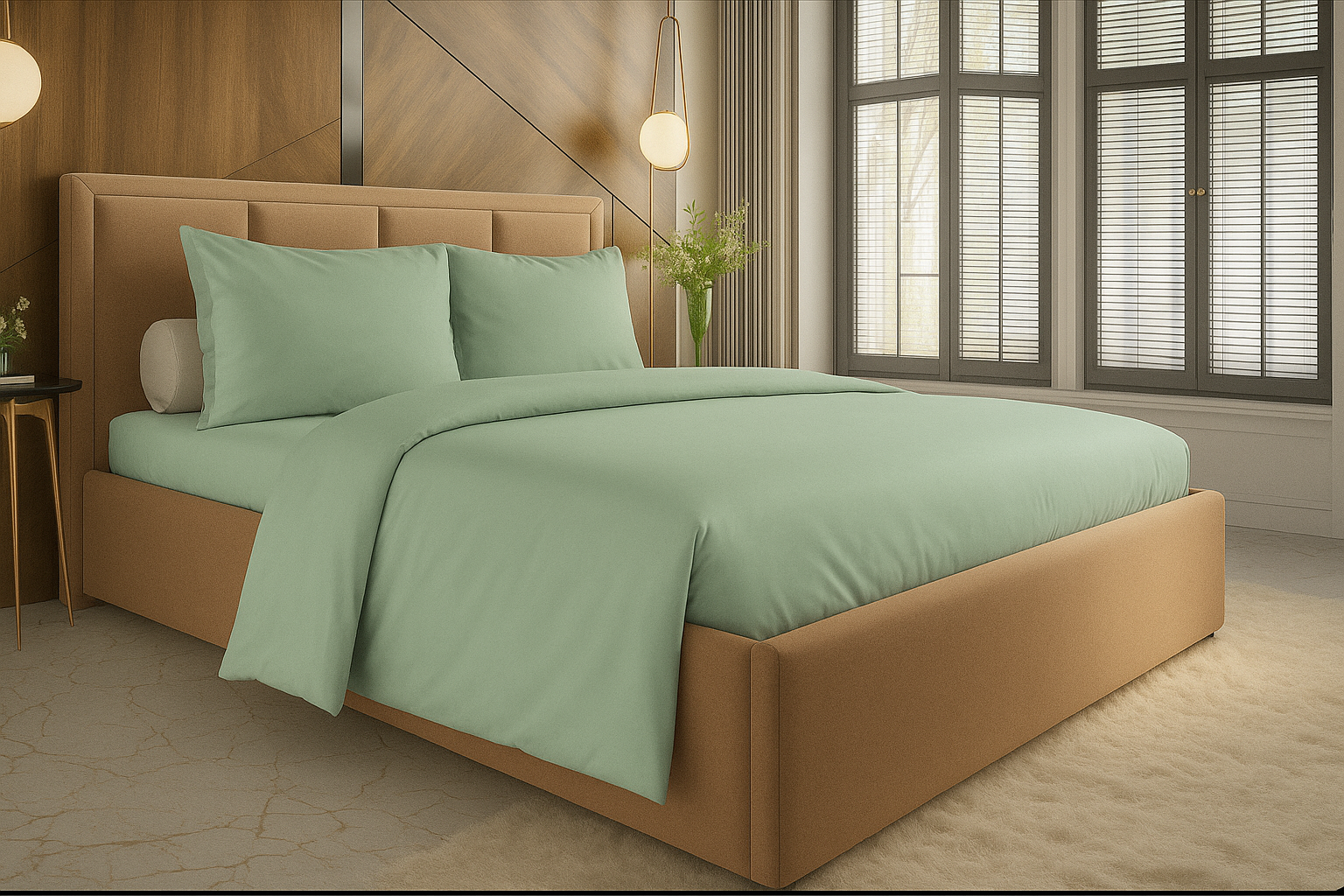 3 piese 200/220 cm; Microfibra Lenjerie de pat 04262, menta  2