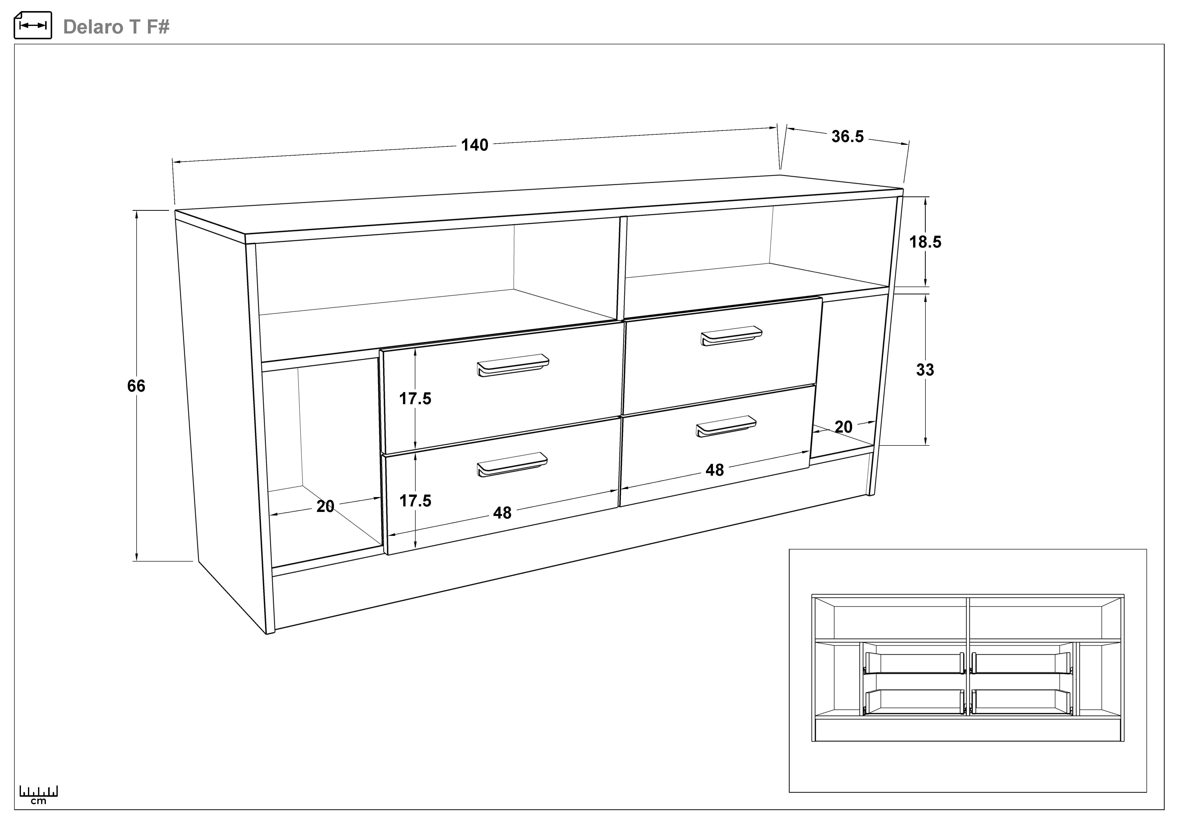 Modul TV Delaro T, stejar coniac + casmir  2