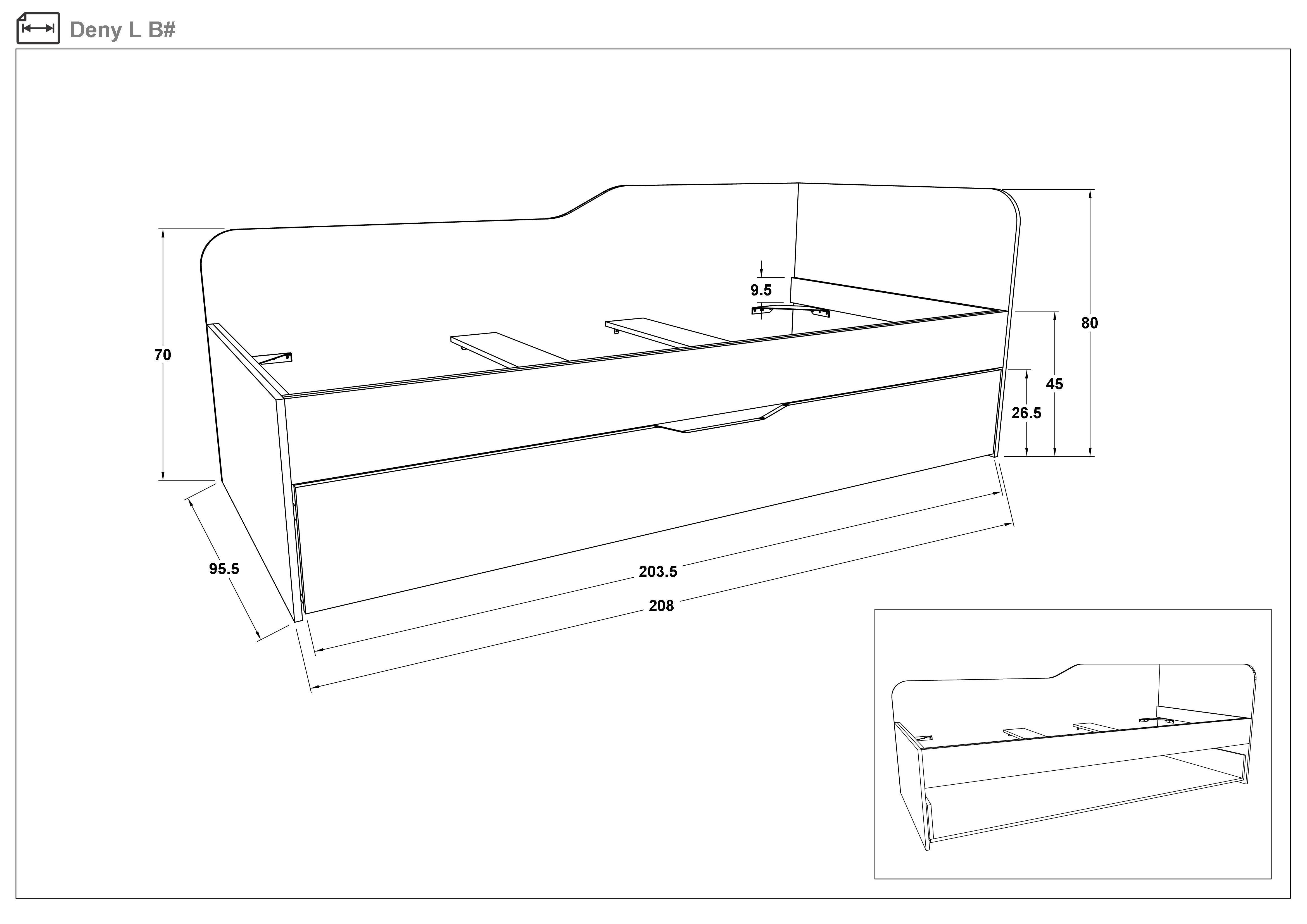 Pat sandwich 90/200 Deni, casmir + stejar antracit  2
