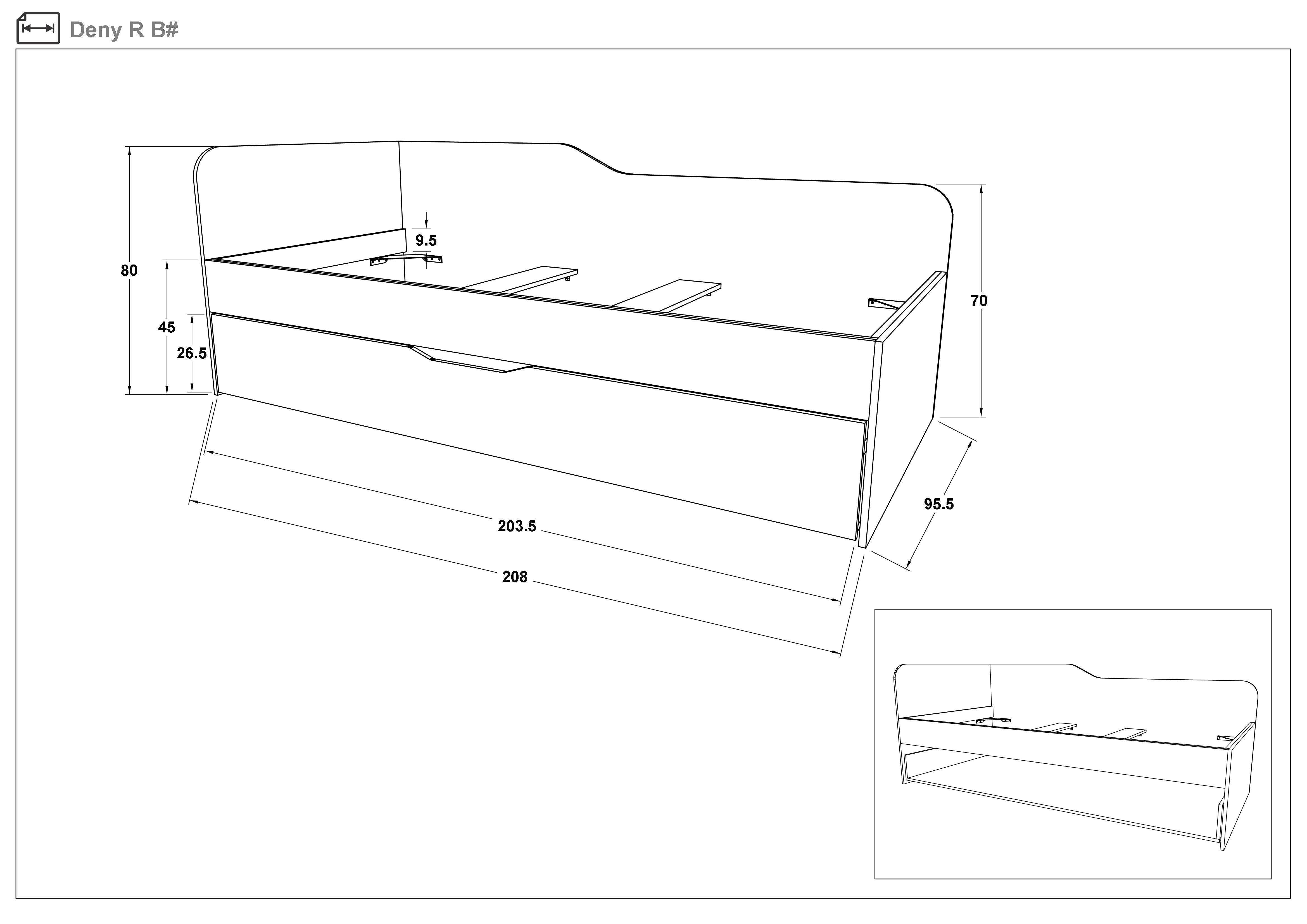 Pat sandwich 90/200 Deni, stejar scandinav deschis  2