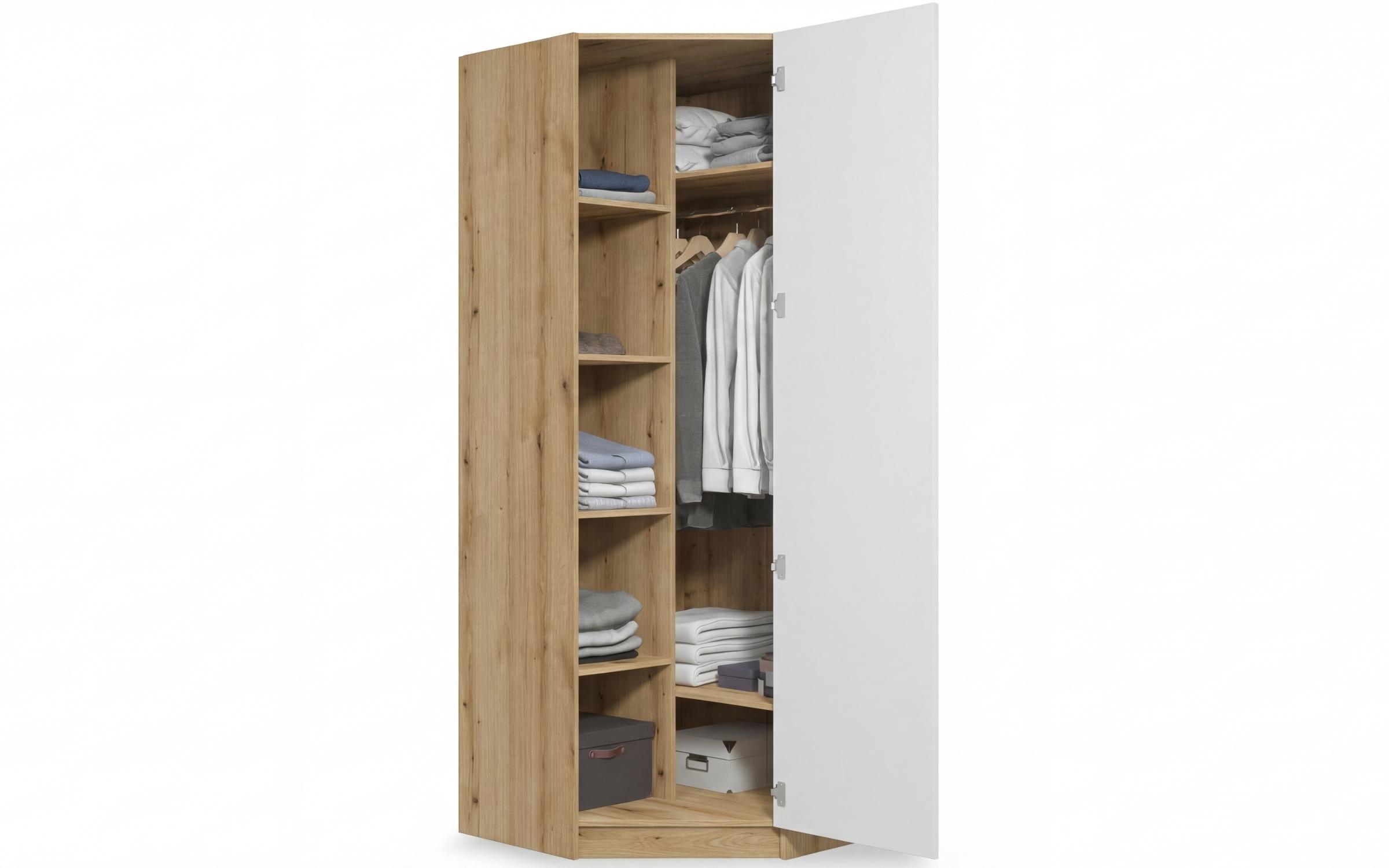 Dulap de colt Diema, stejar evoc + alb  3