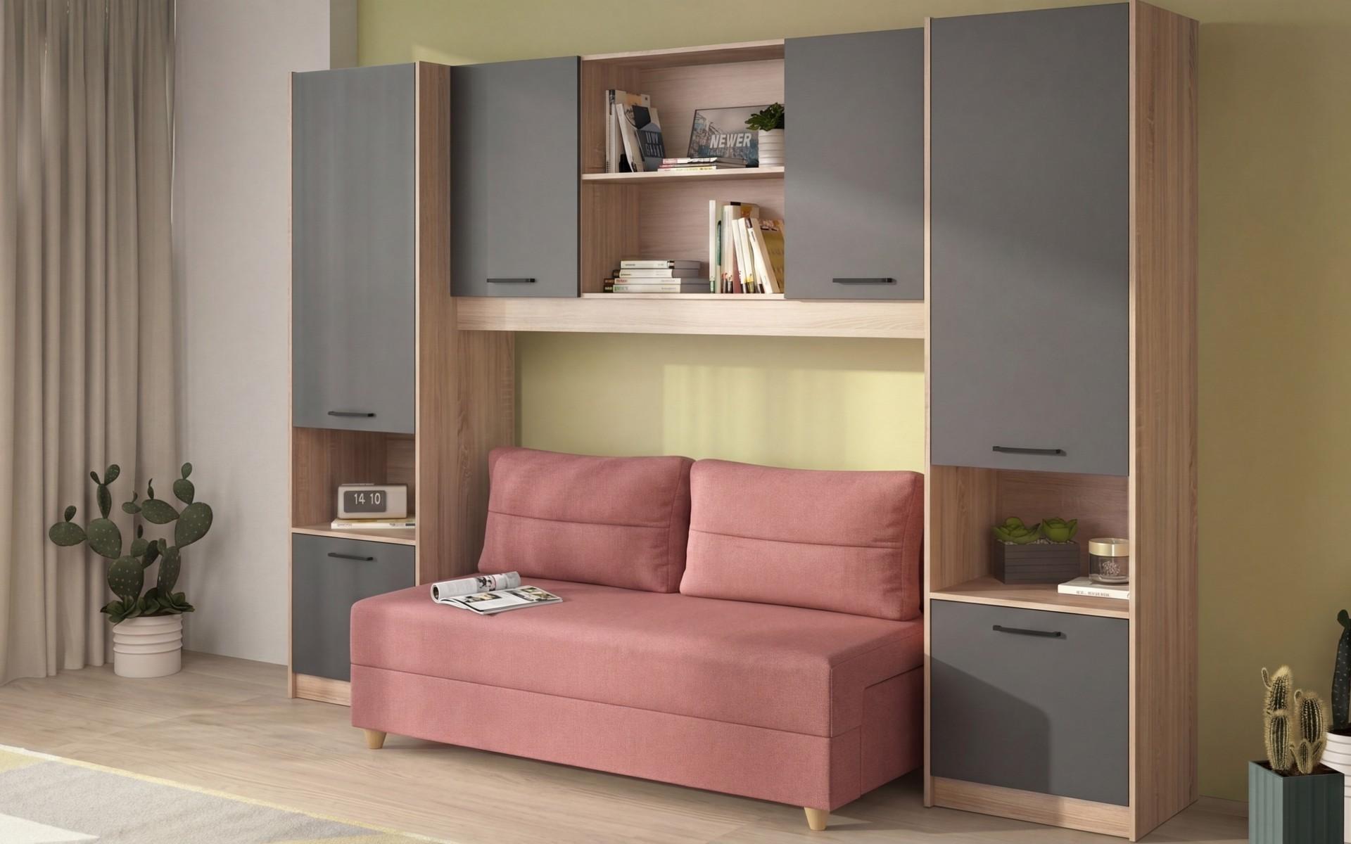 Set Diema, stejar sonoma + antracit mat + coral  1