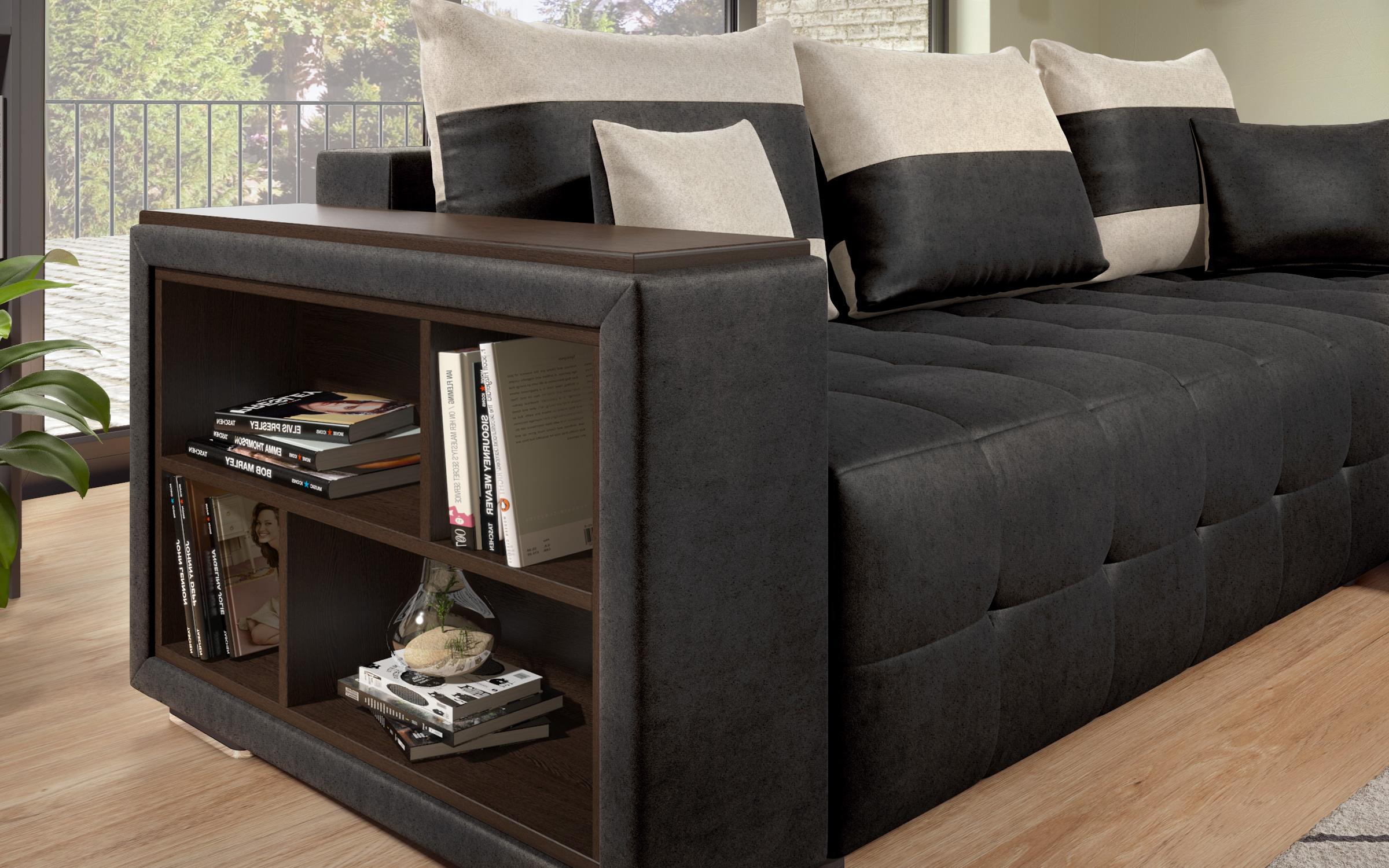 Coltar extensibil cu brat etajera Melvin S, negru + bej deschis  8