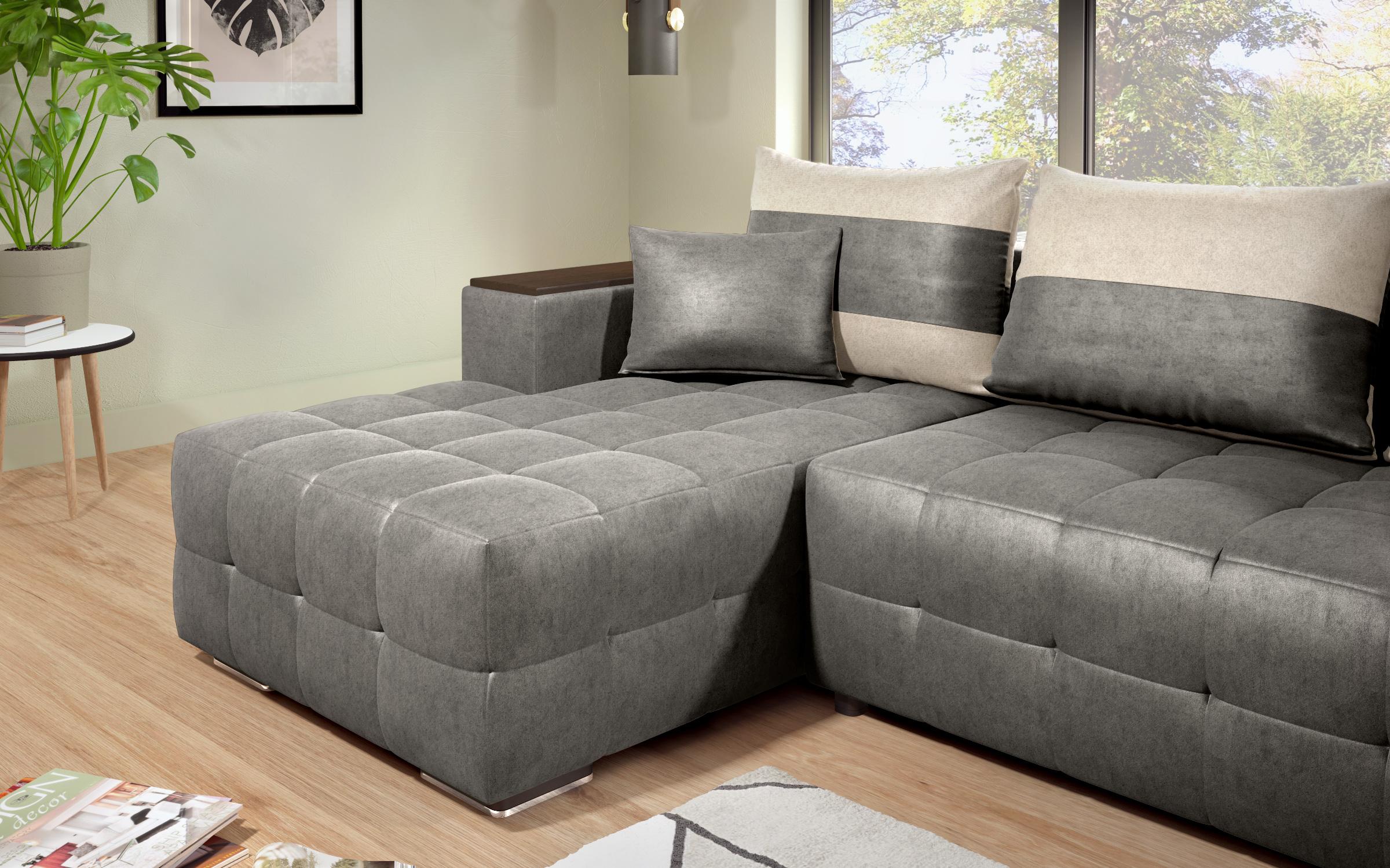 Coltar extensibil cu brat etajera Melvin S, gri + bej deschis  8