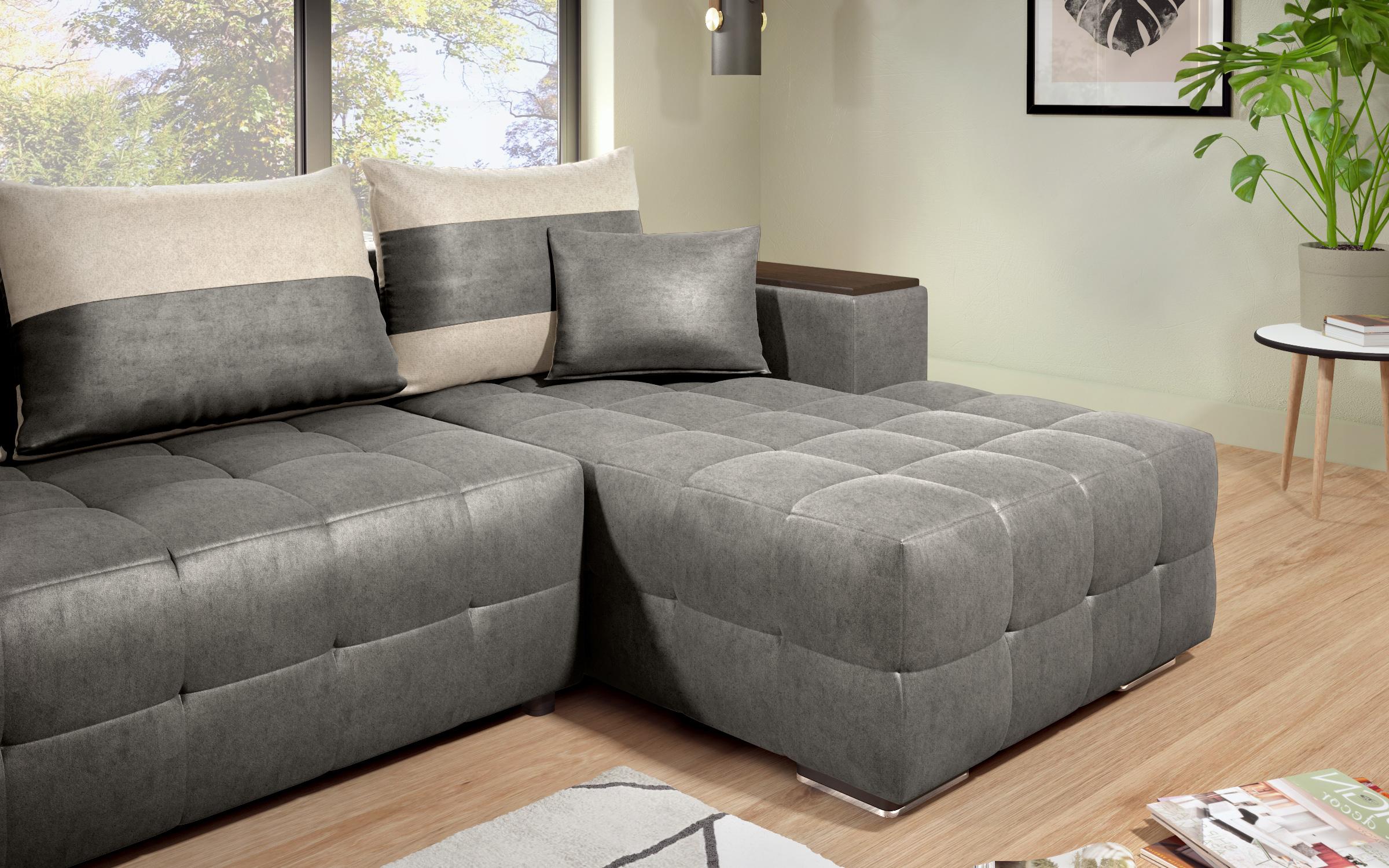 Coltar extensibil cu brat etajera Melvin S, gri + bej deschis  8