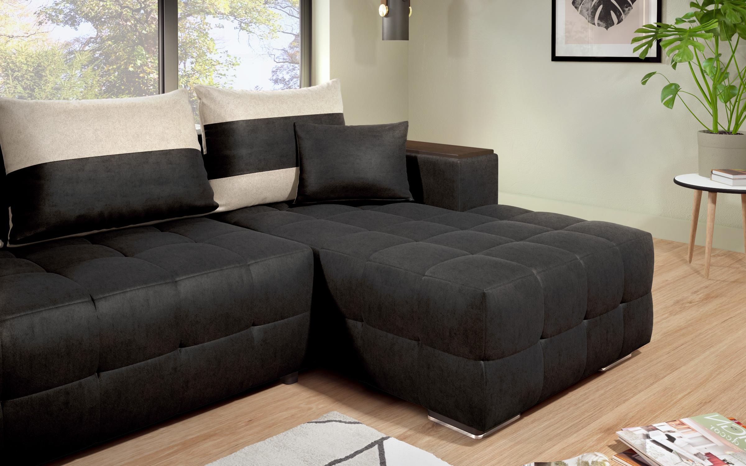 Coltar extensibil cu brat etajera Melvin S, negru + bej deschis  9