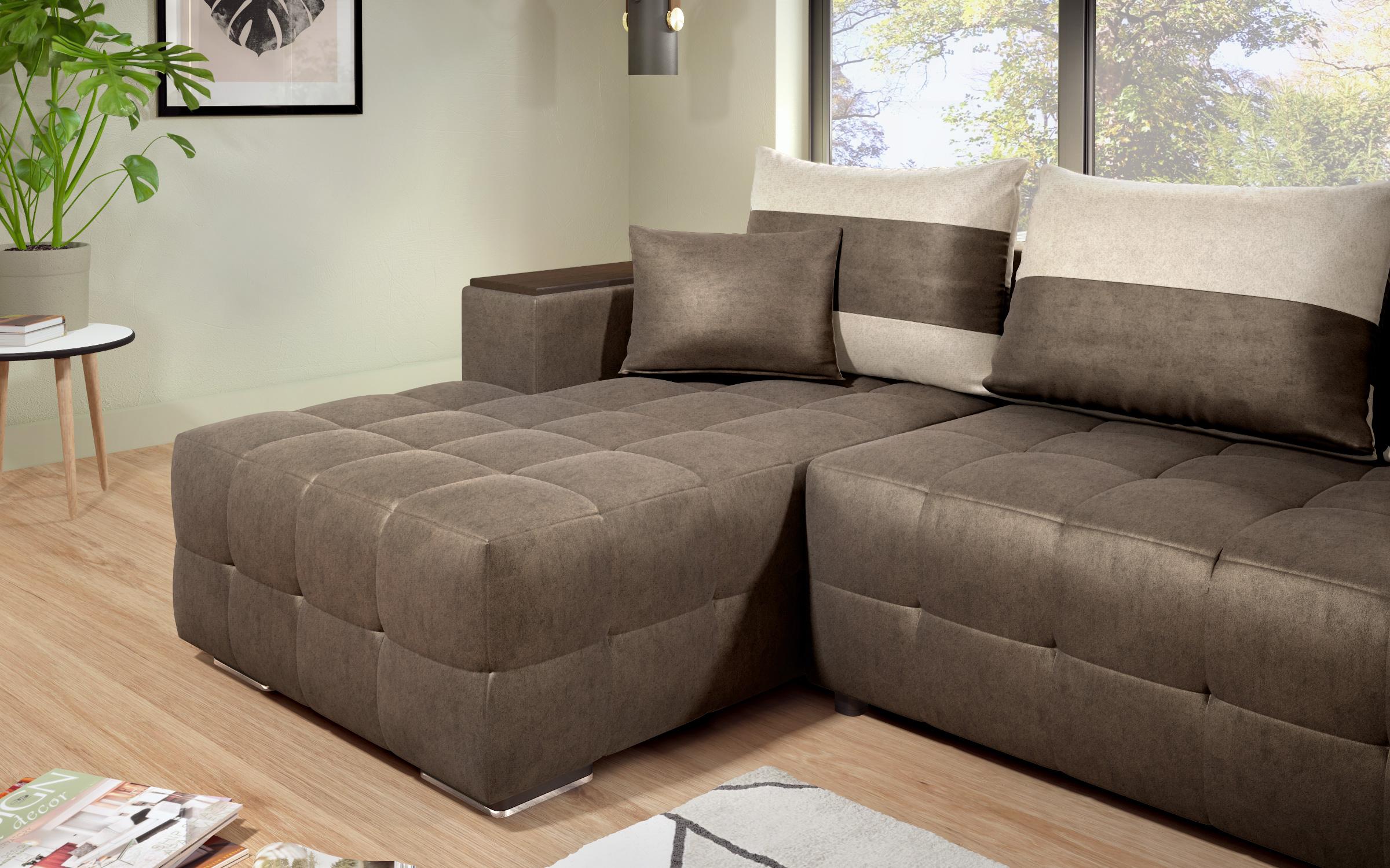 Coltar extensibil cu brat etajera Melvin S, maro inchis + bej deschis  8