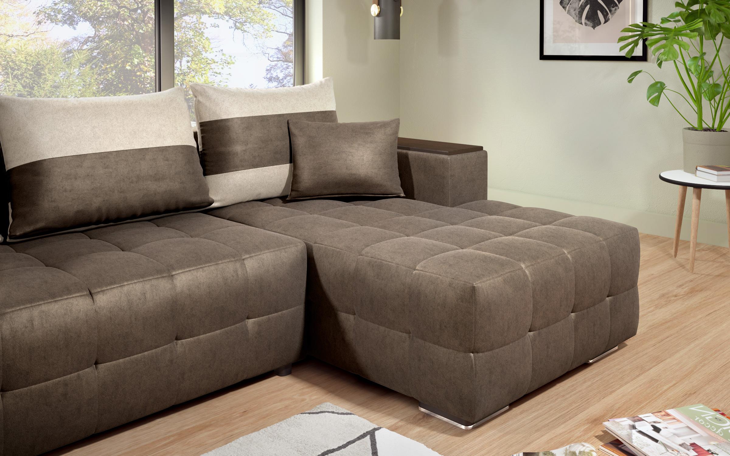 Coltar extensibil cu brat etajera Melvin S, maro inchis + bej deschis  8